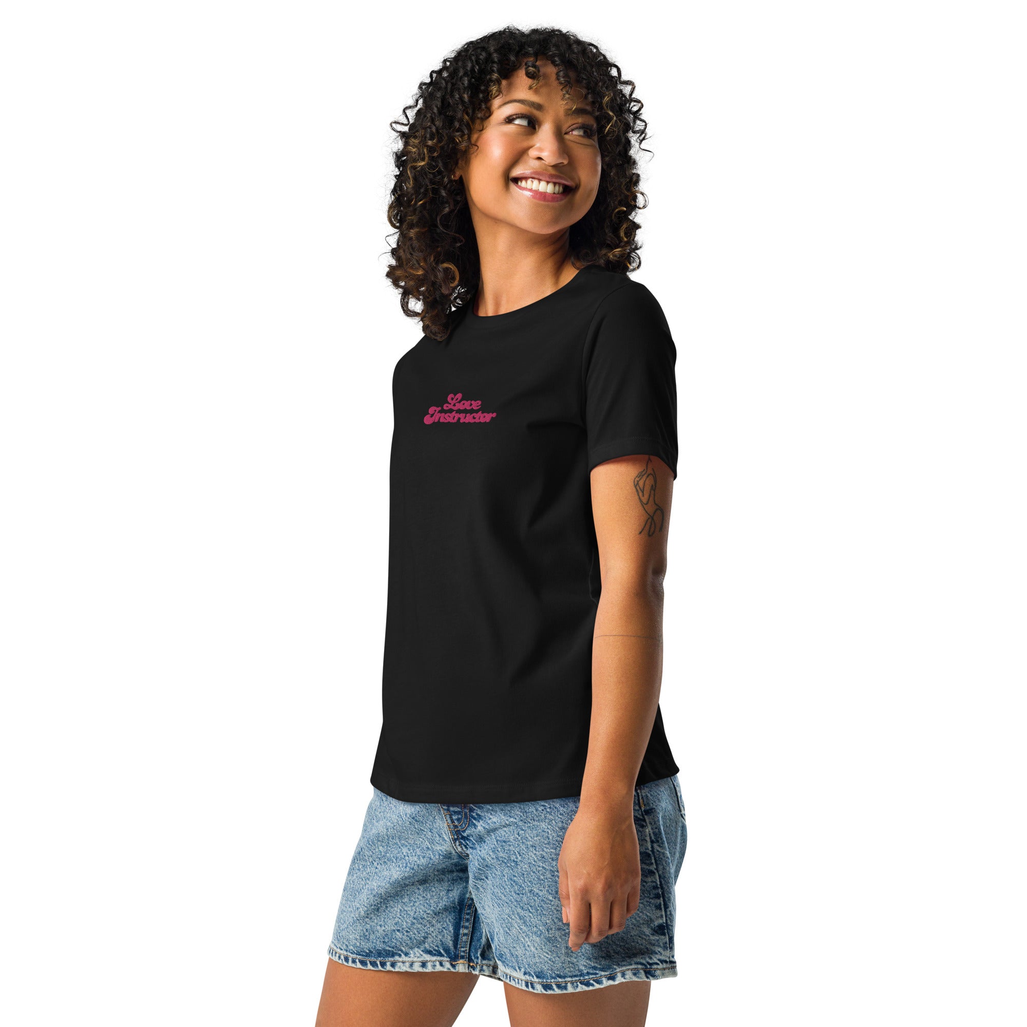 T-shirt décontracté pour femme Love Instructor brodé