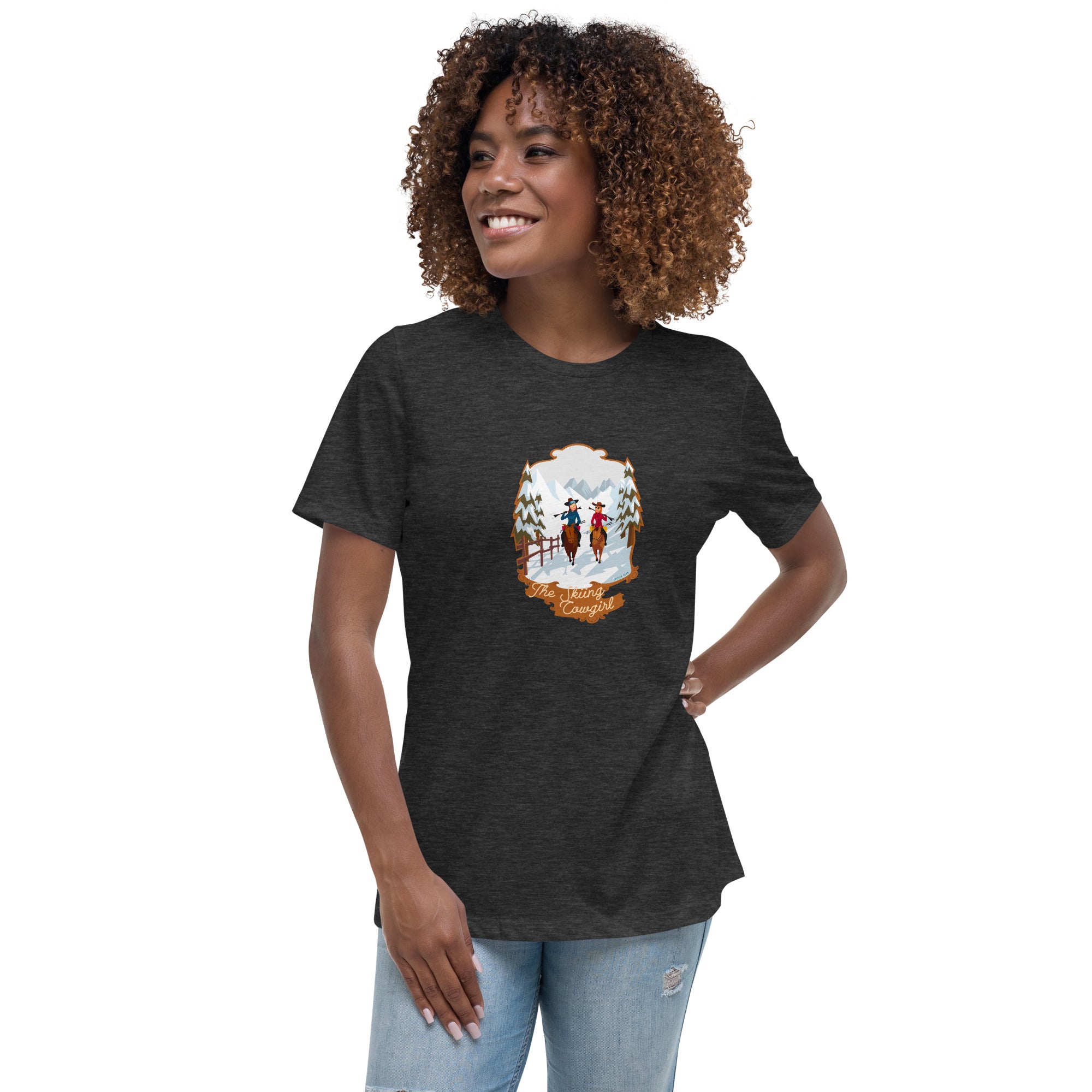 T-shirt décontracté pour Femme The Skiing Cowgirl