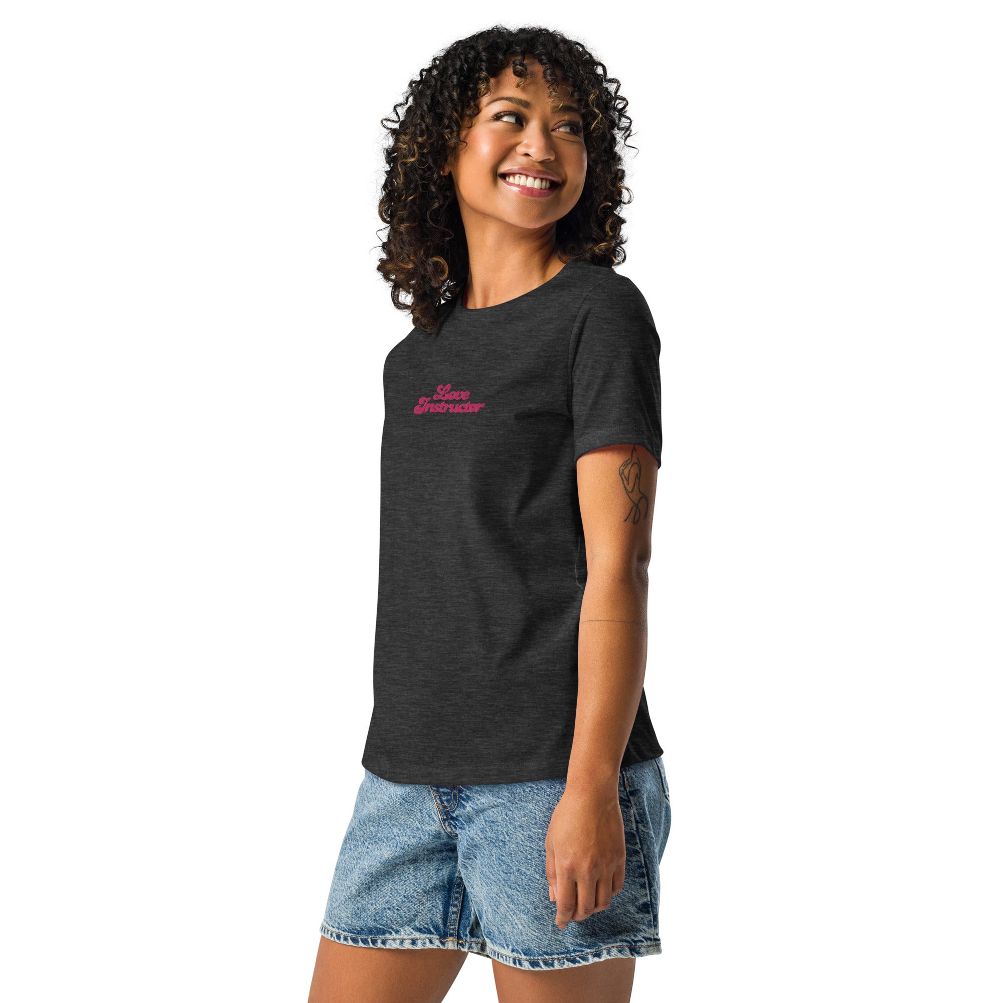 T-shirt décontracté pour femme Love Instructor brodé