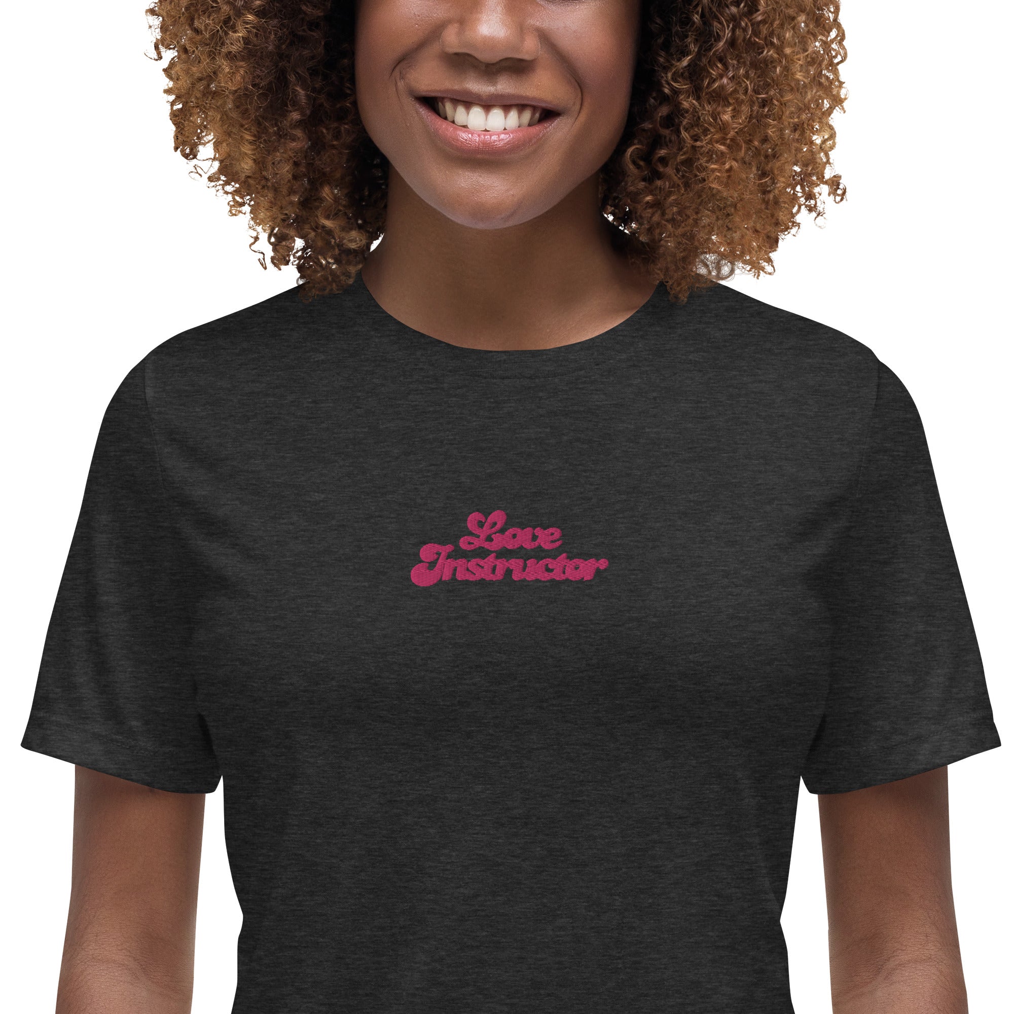 T-shirt décontracté pour femme Love Instructor brodé