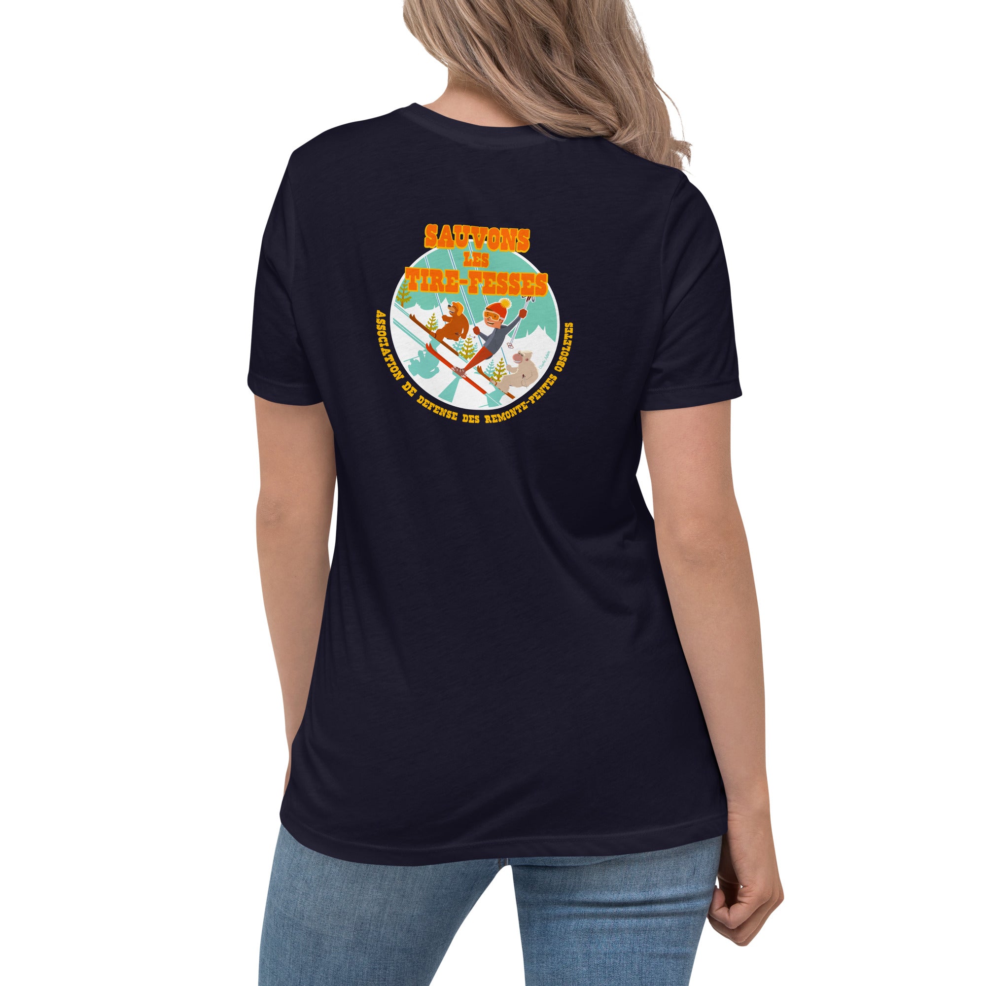 T-shirt décontracté pour femme Sauvons les Tires-fesses (face & dos)