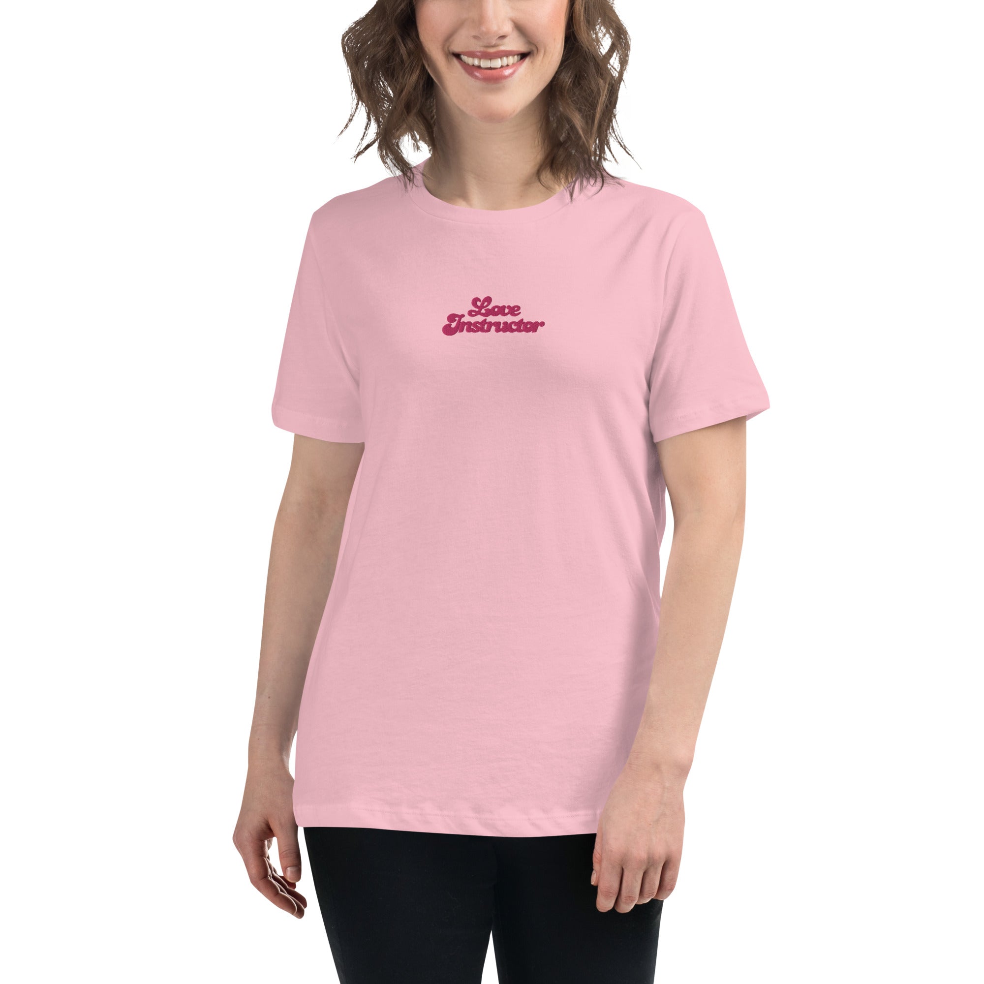 T-shirt décontracté pour femme Love Instructor brodé