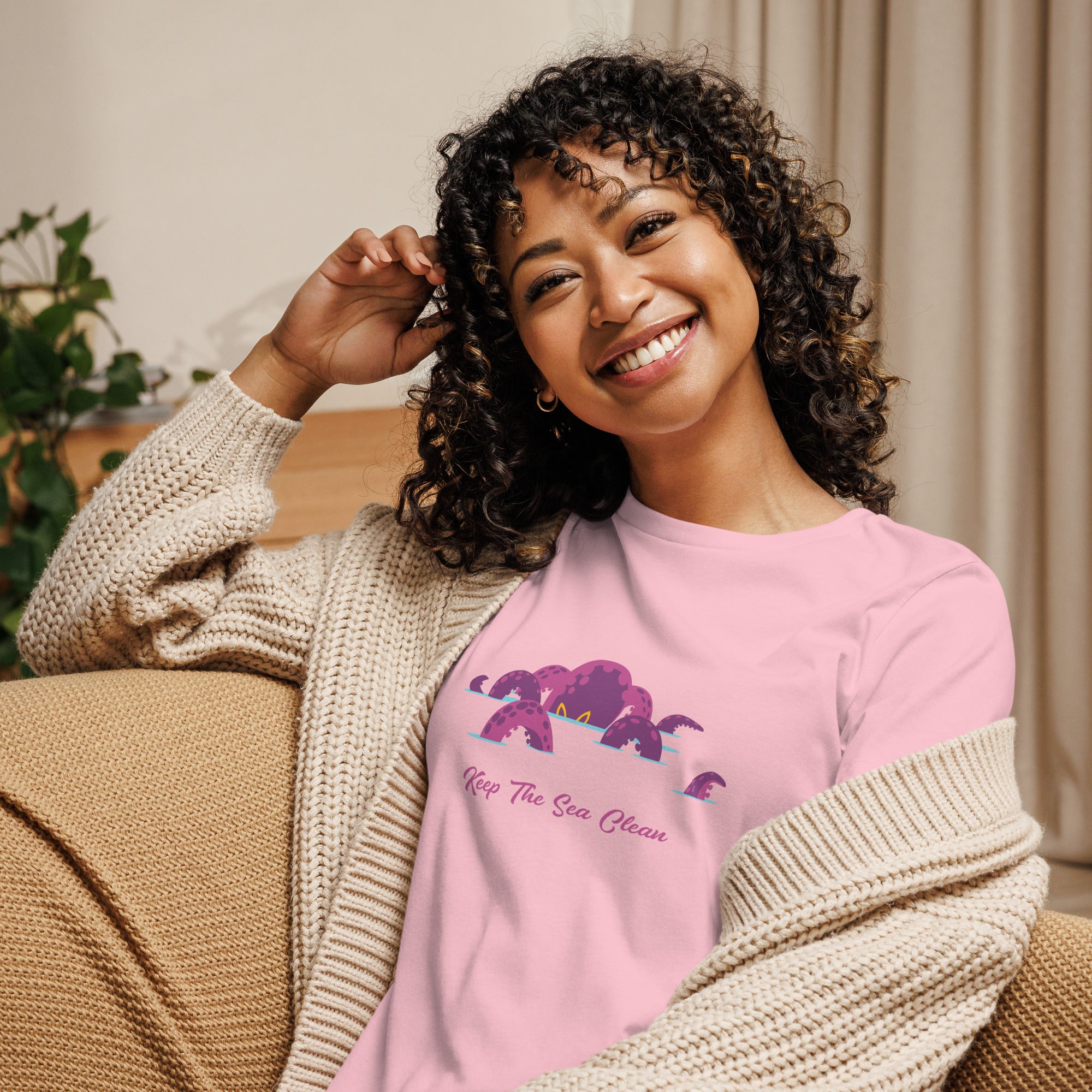 Women's Relaxed T-Shirt Octopus Purple