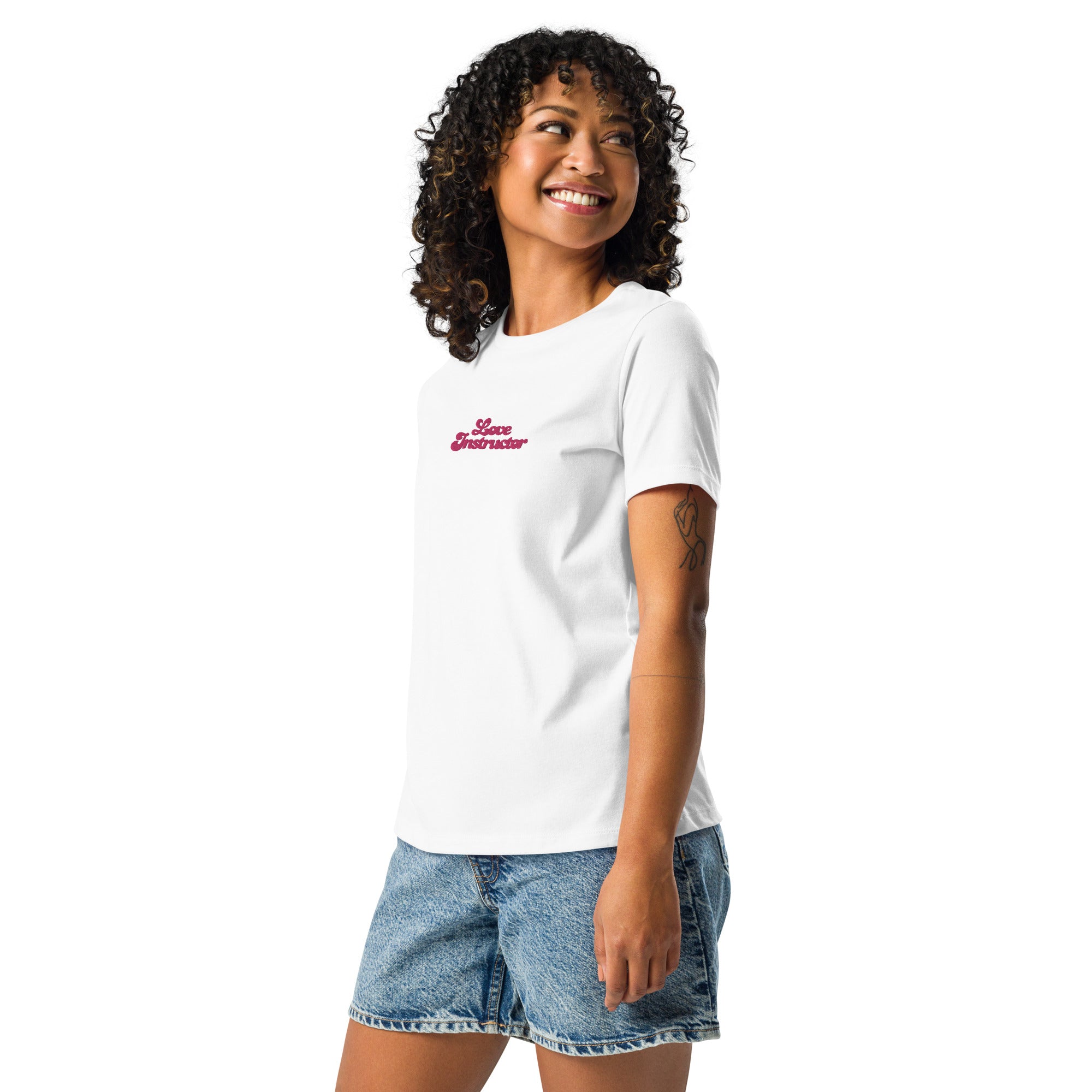 T-shirt décontracté pour femme Love Instructor brodé