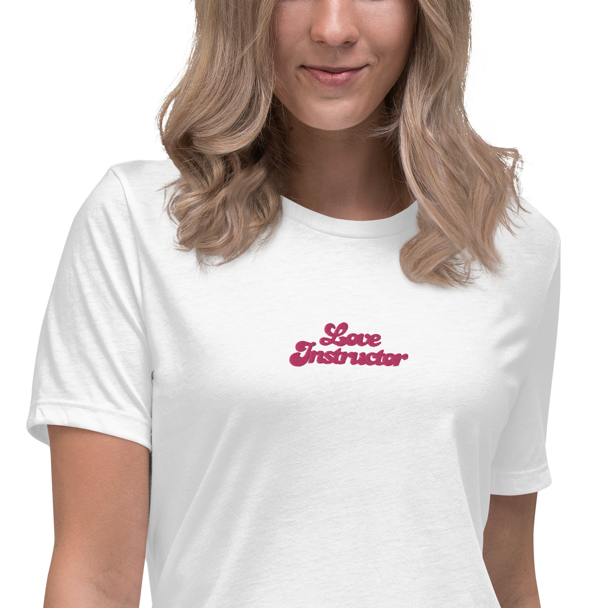 T-shirt décontracté pour femme Love Instructor brodé