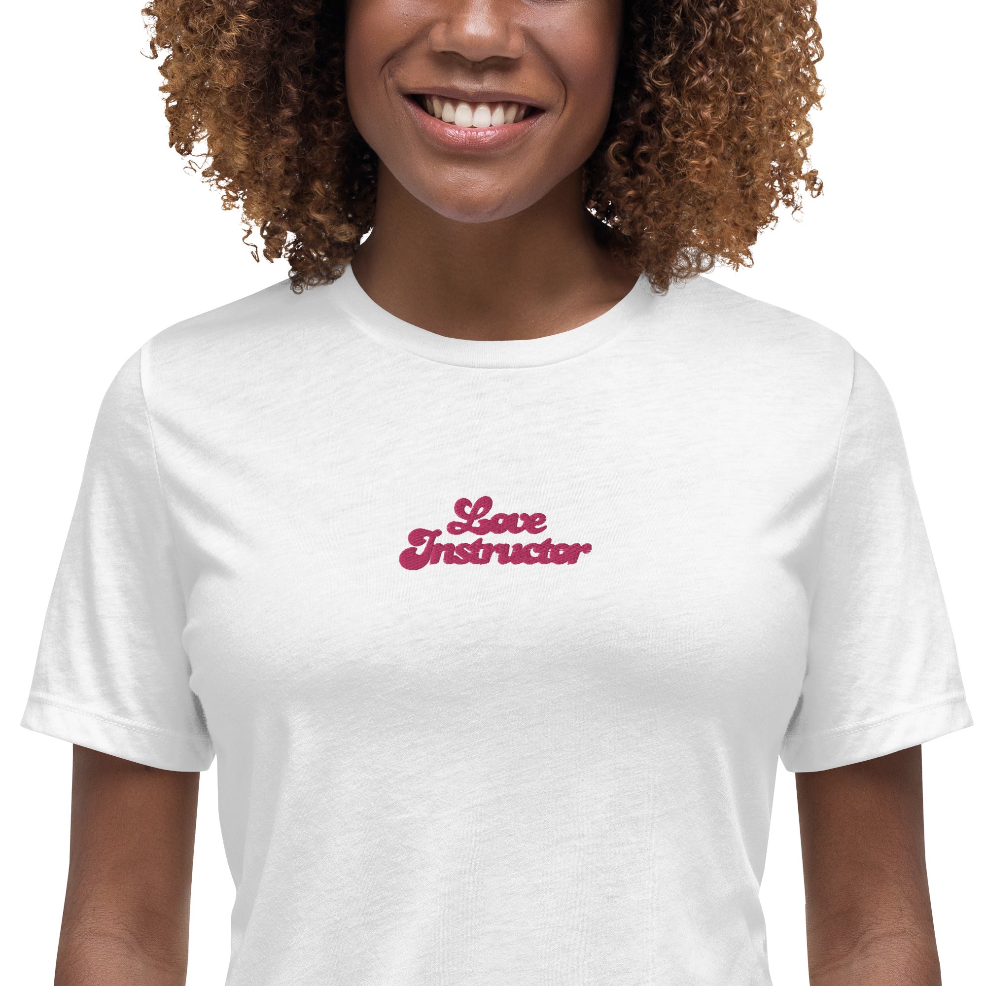 T-shirt décontracté pour femme Love Instructor brodé