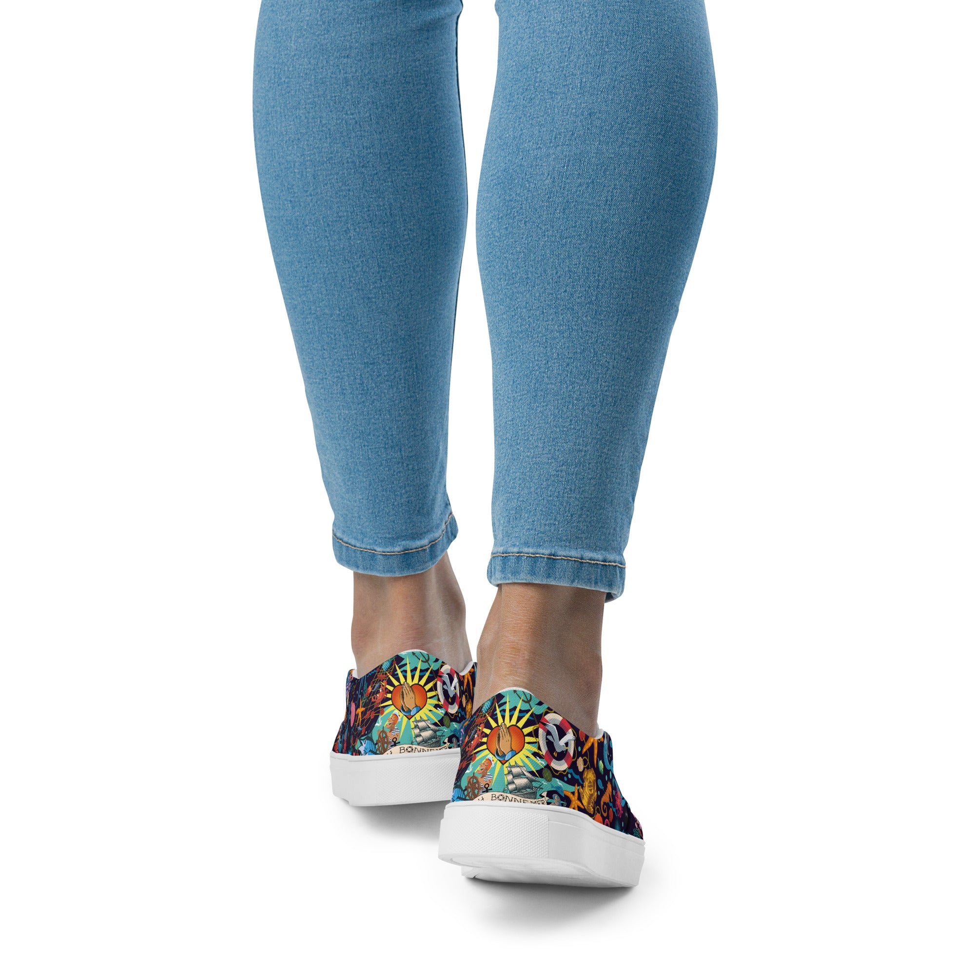 Tennis en toile sans lacets femme Oh Bonne Mer bleu foncé