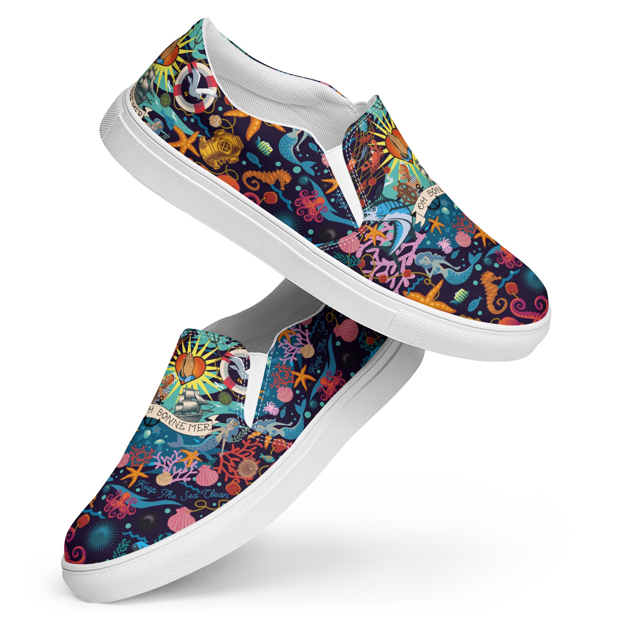 Tennis en toile sans lacets femme Oh Bonne Mer bleu foncé