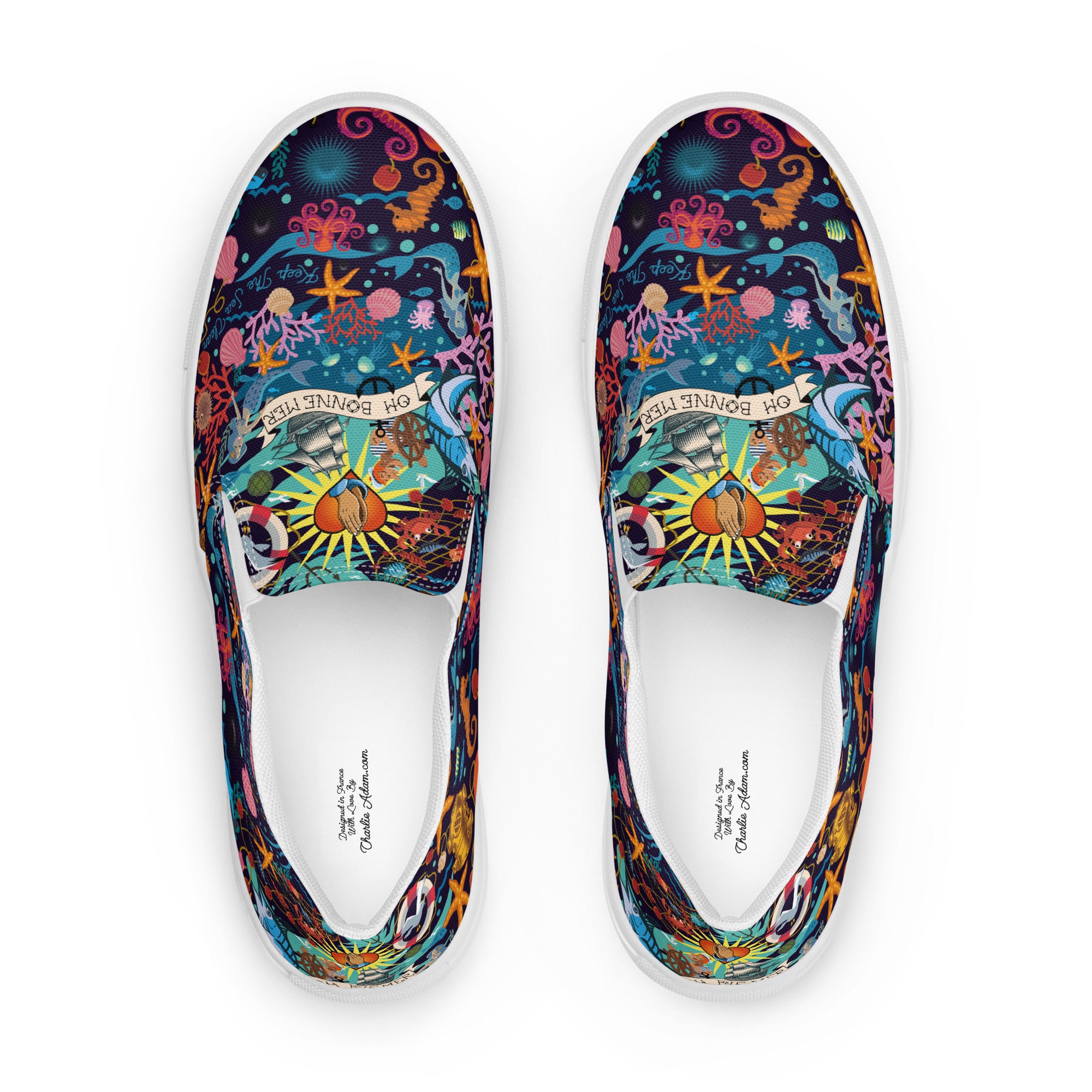 Tennis en toile sans lacets femme Oh Bonne Mer bleu foncé