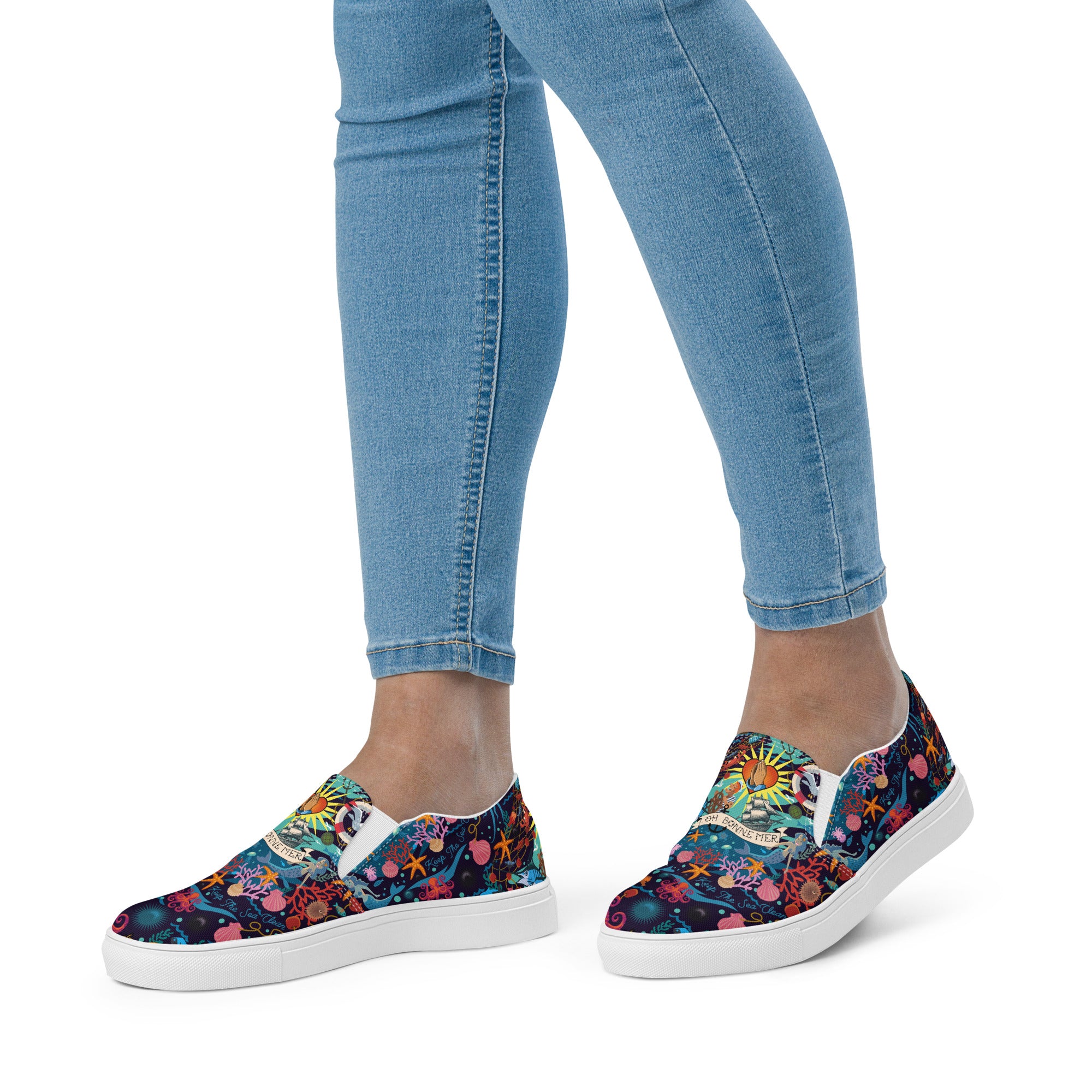 Tennis en toile sans lacets femme Oh Bonne Mer bleu foncé