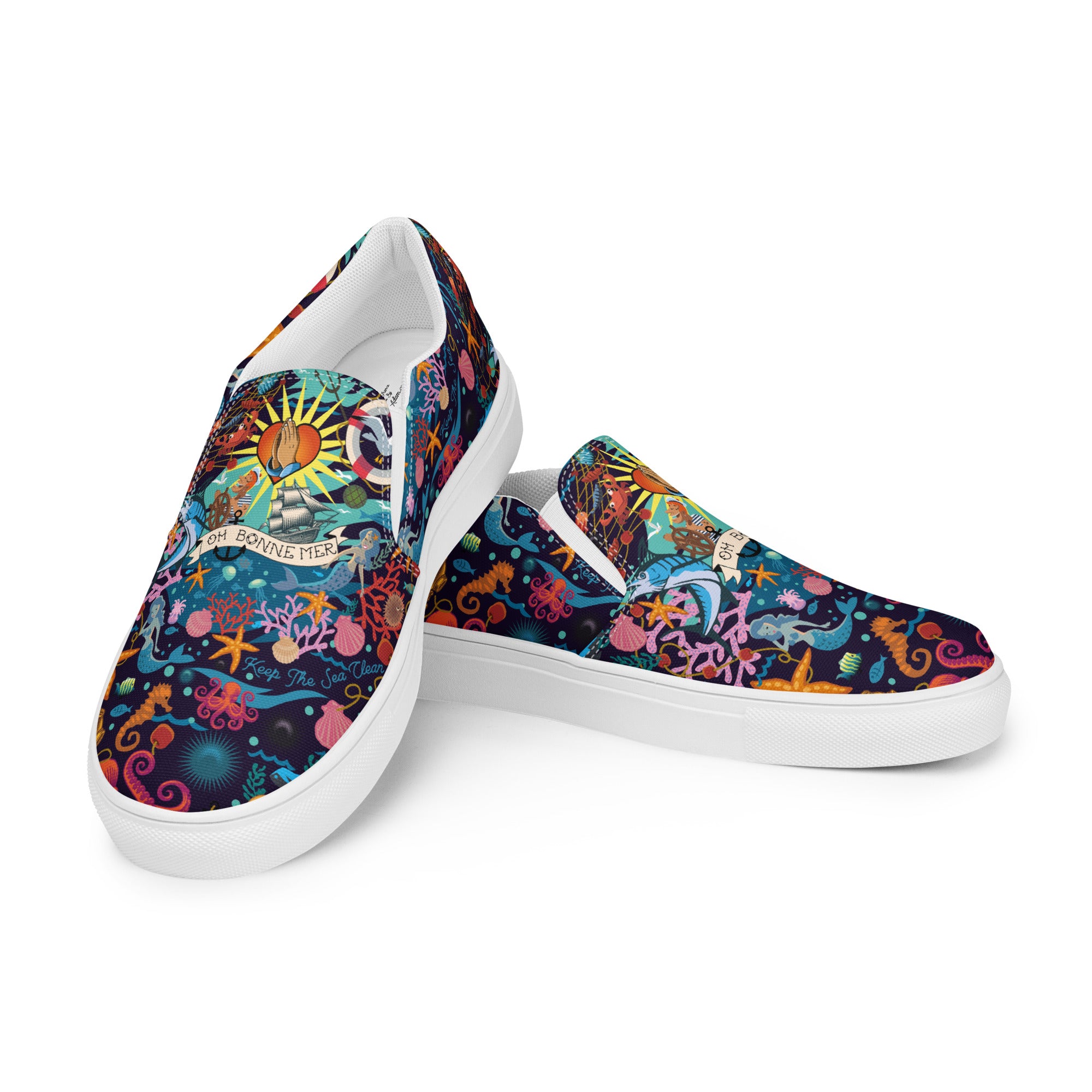 Tennis en toile sans lacets femme Oh Bonne Mer bleu foncé