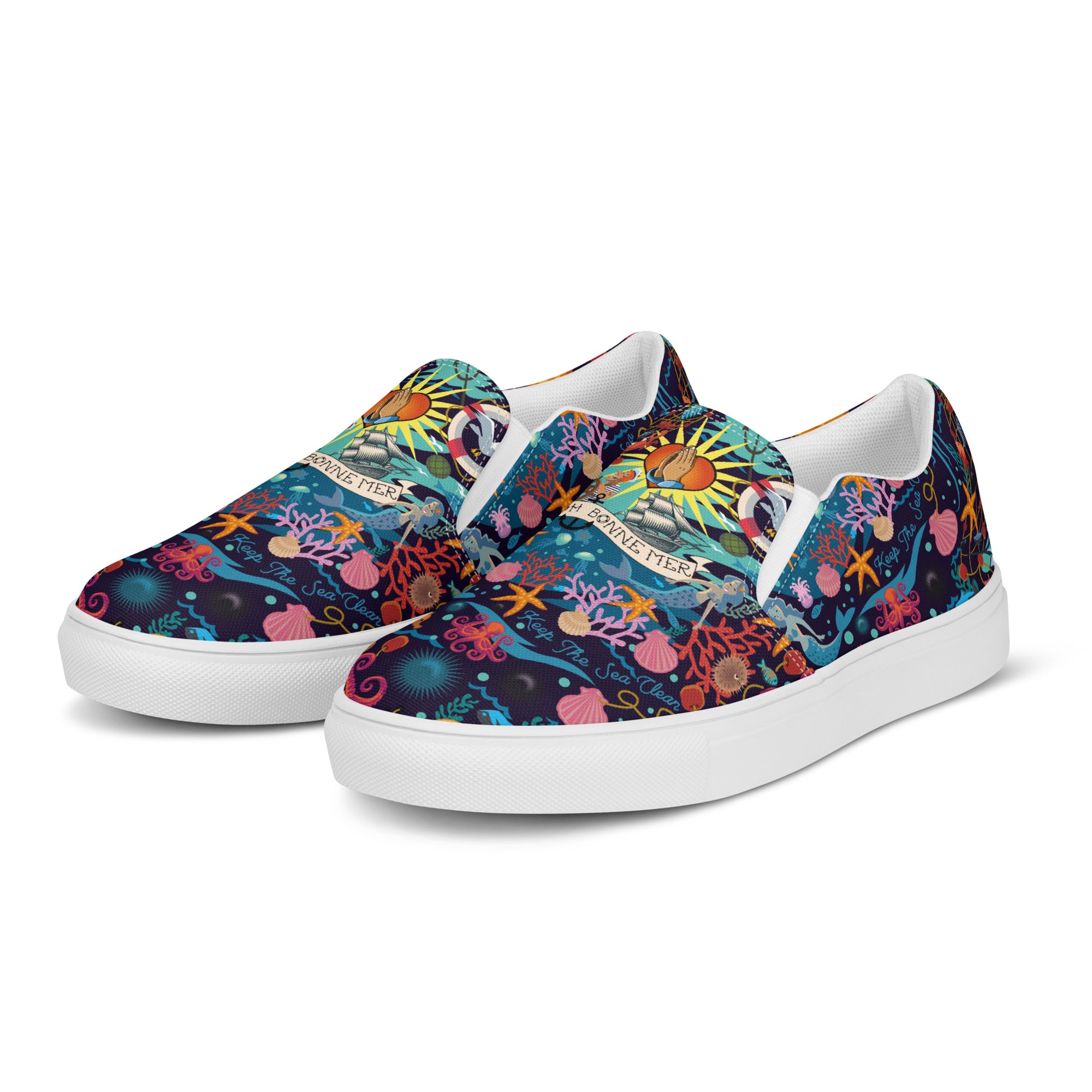 Tennis en toile sans lacets femme Oh Bonne Mer bleu foncé