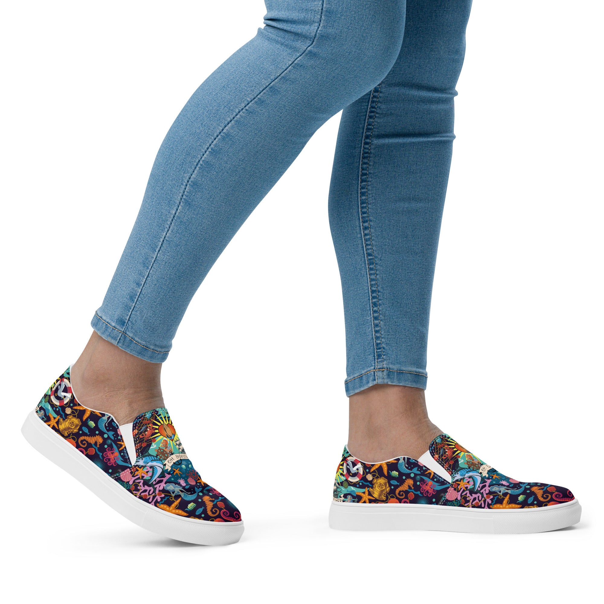 Tennis en toile sans lacets femme Oh Bonne Mer bleu foncé
