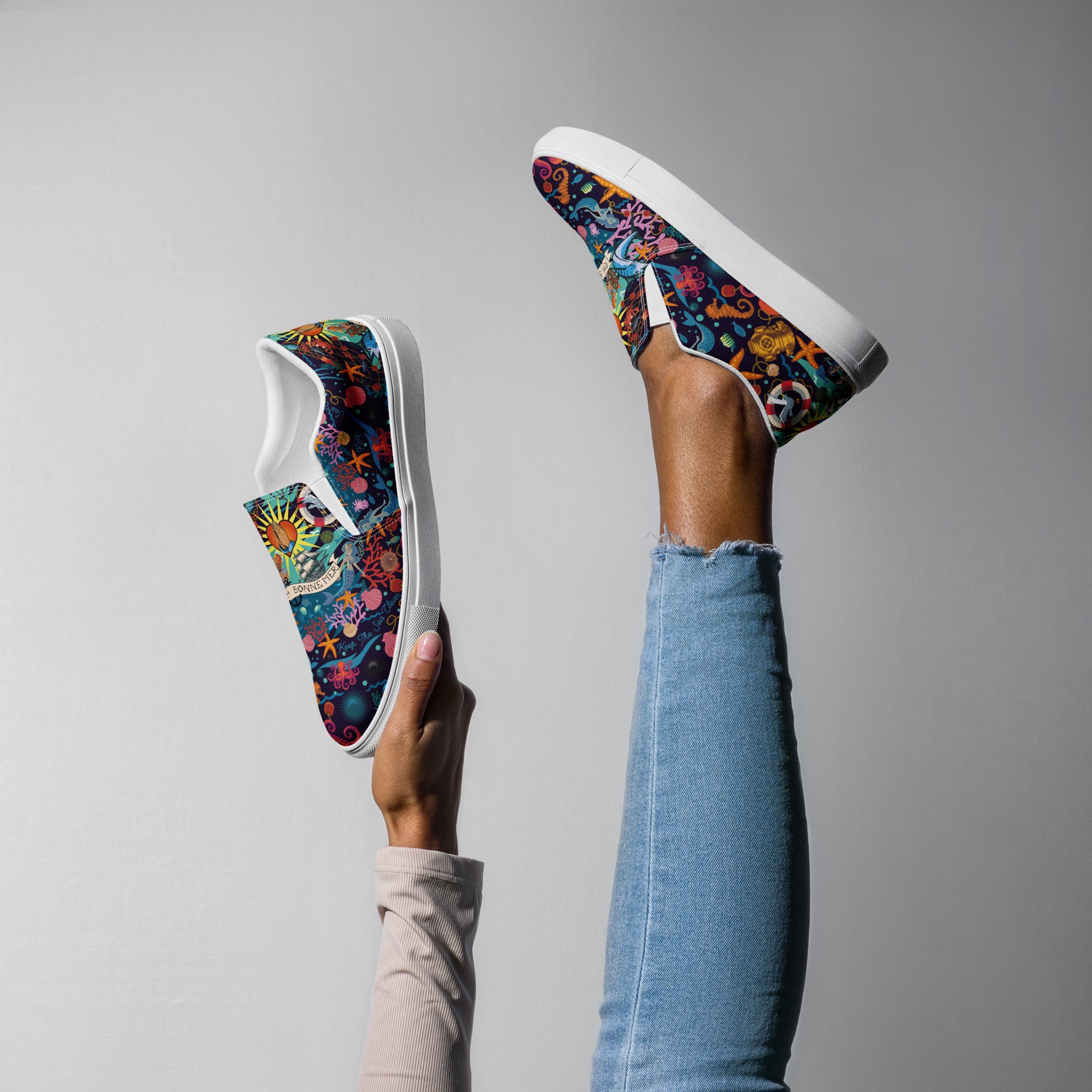 Tennis en toile sans lacets femme Oh Bonne Mer bleu foncé