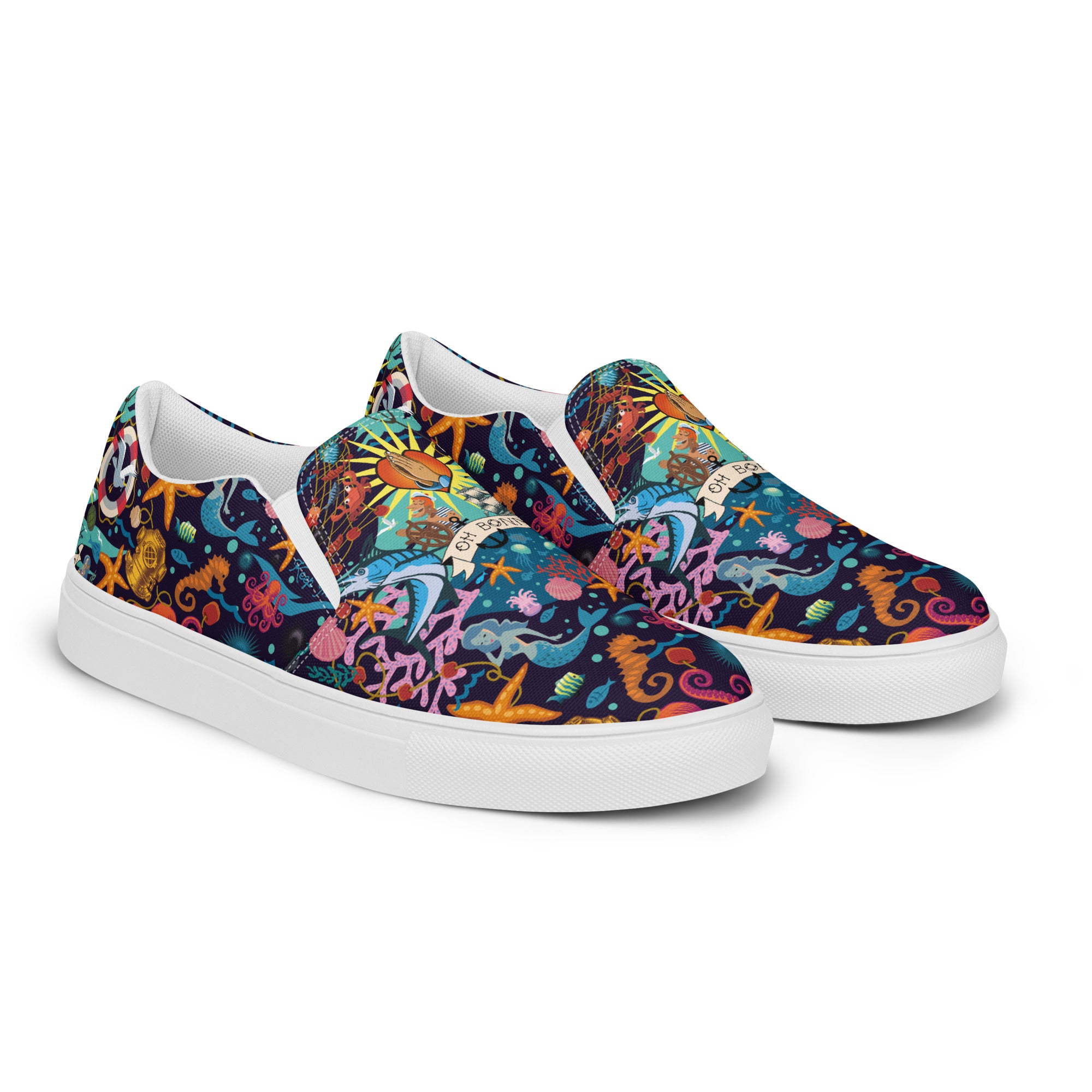 Tennis en toile sans lacets femme Oh Bonne Mer bleu foncé