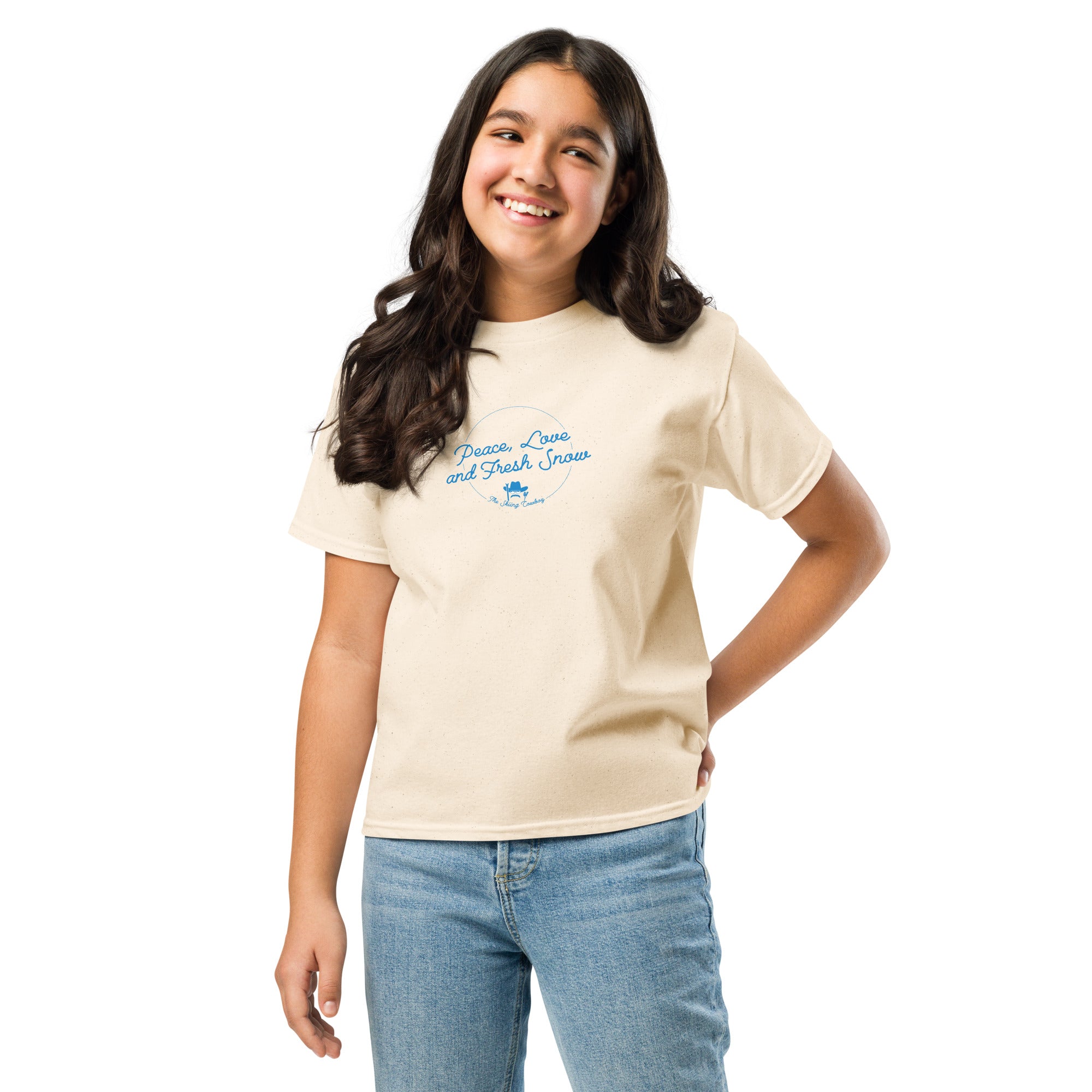 T-shirt épais enfant Peace, Love and Fresh Snow