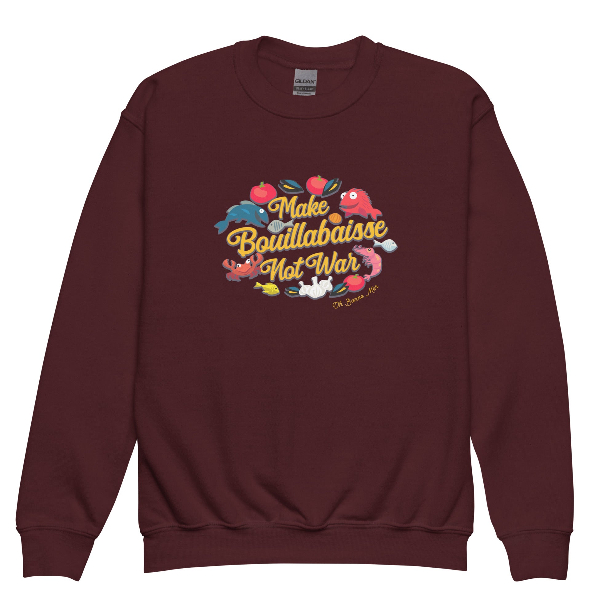 Youth crewneck sweatshirt Make Bouillabaisse Not War Oh Bonne Mer