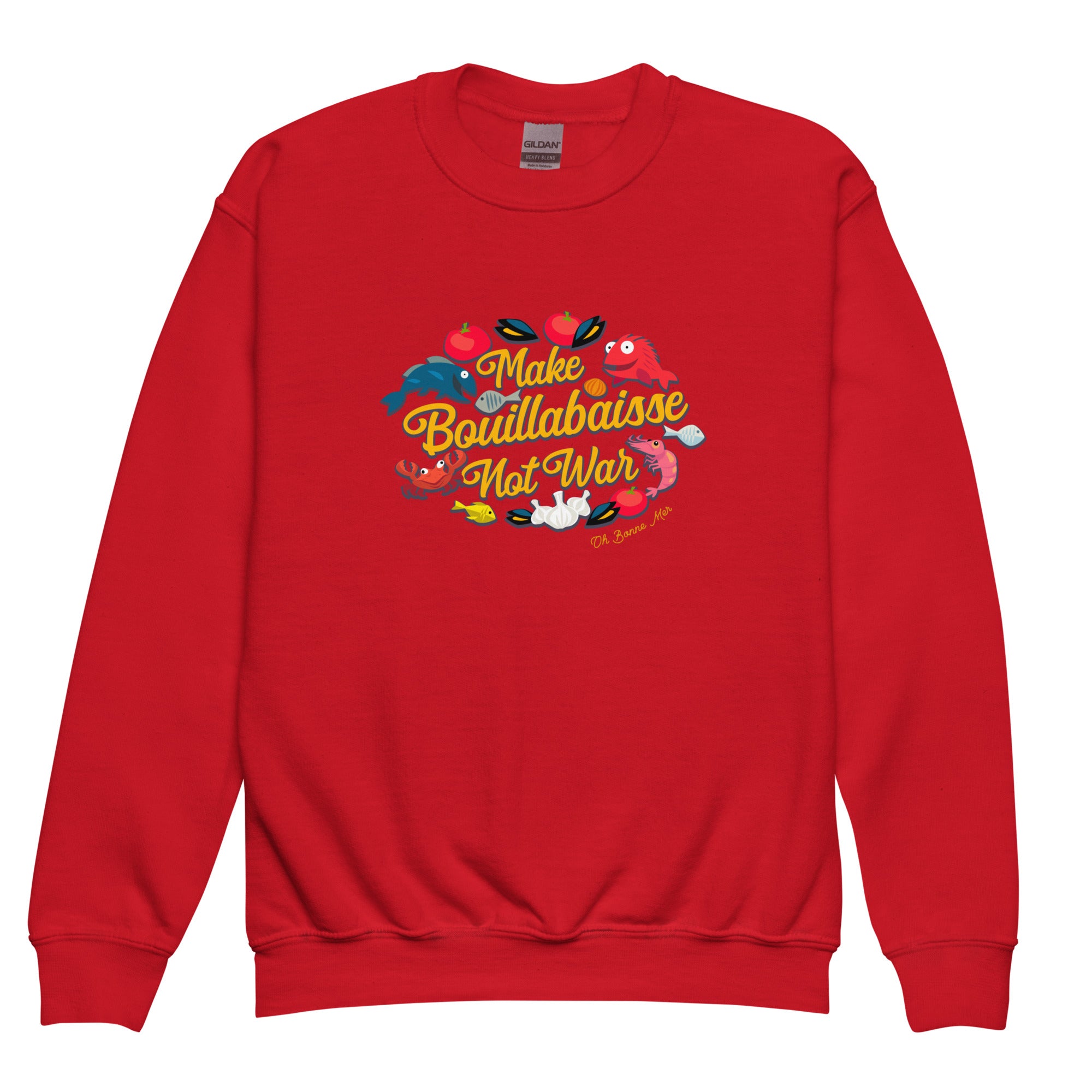 Youth crewneck sweatshirt Make Bouillabaisse Not War Oh Bonne Mer