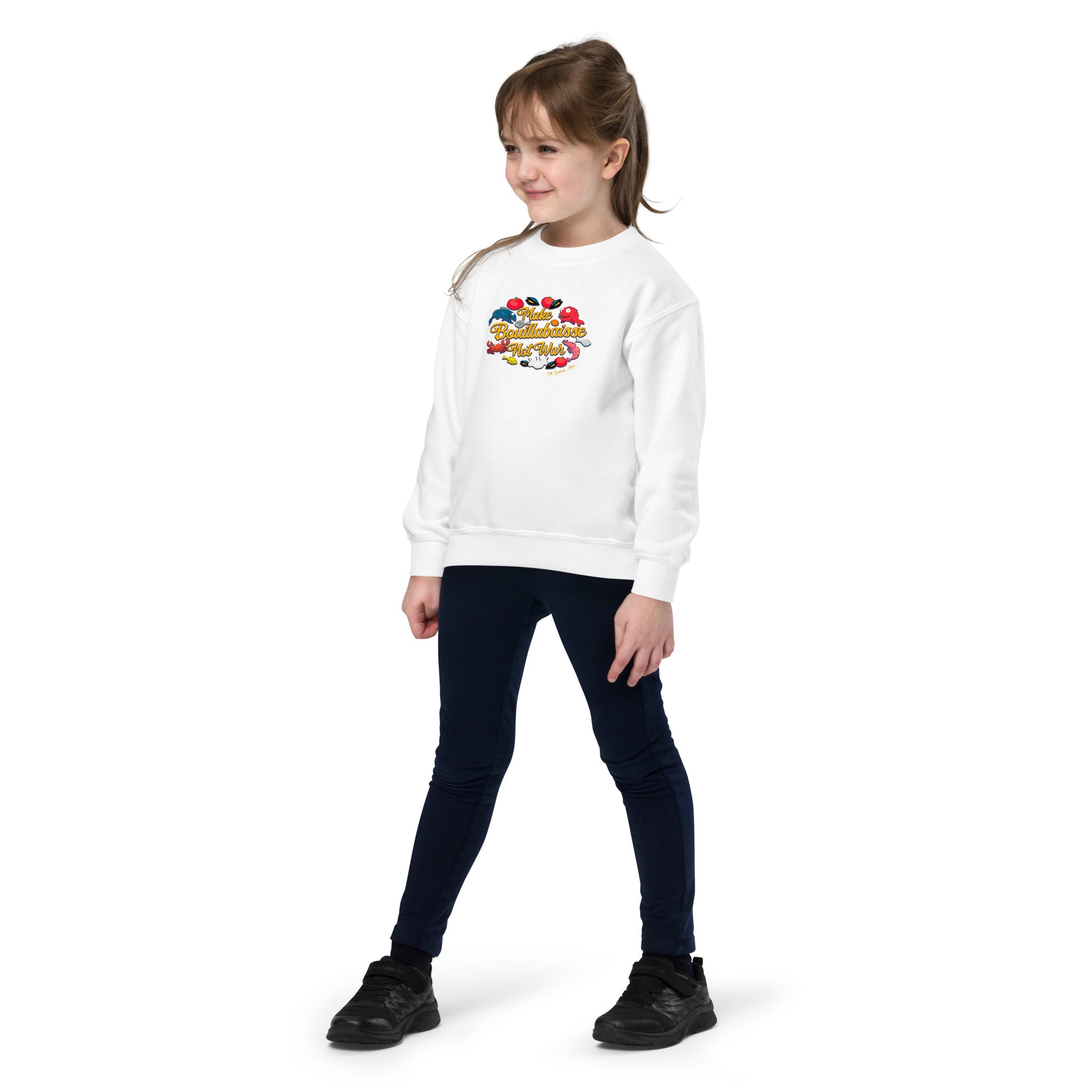 Youth crewneck sweatshirt Make Bouillabaisse Not War Oh Bonne Mer
