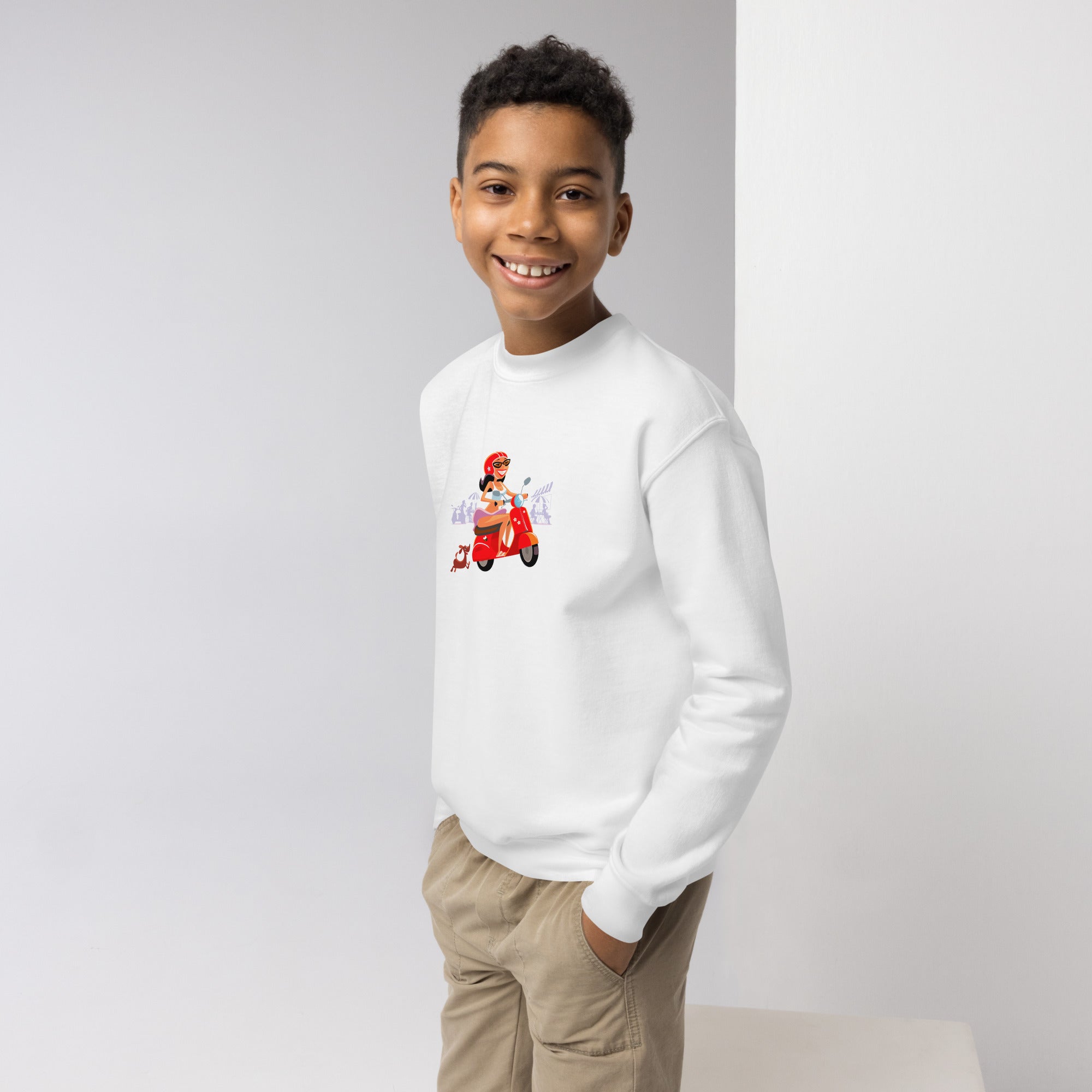 Sweat classique enfant Vespa Girl in St Tropez