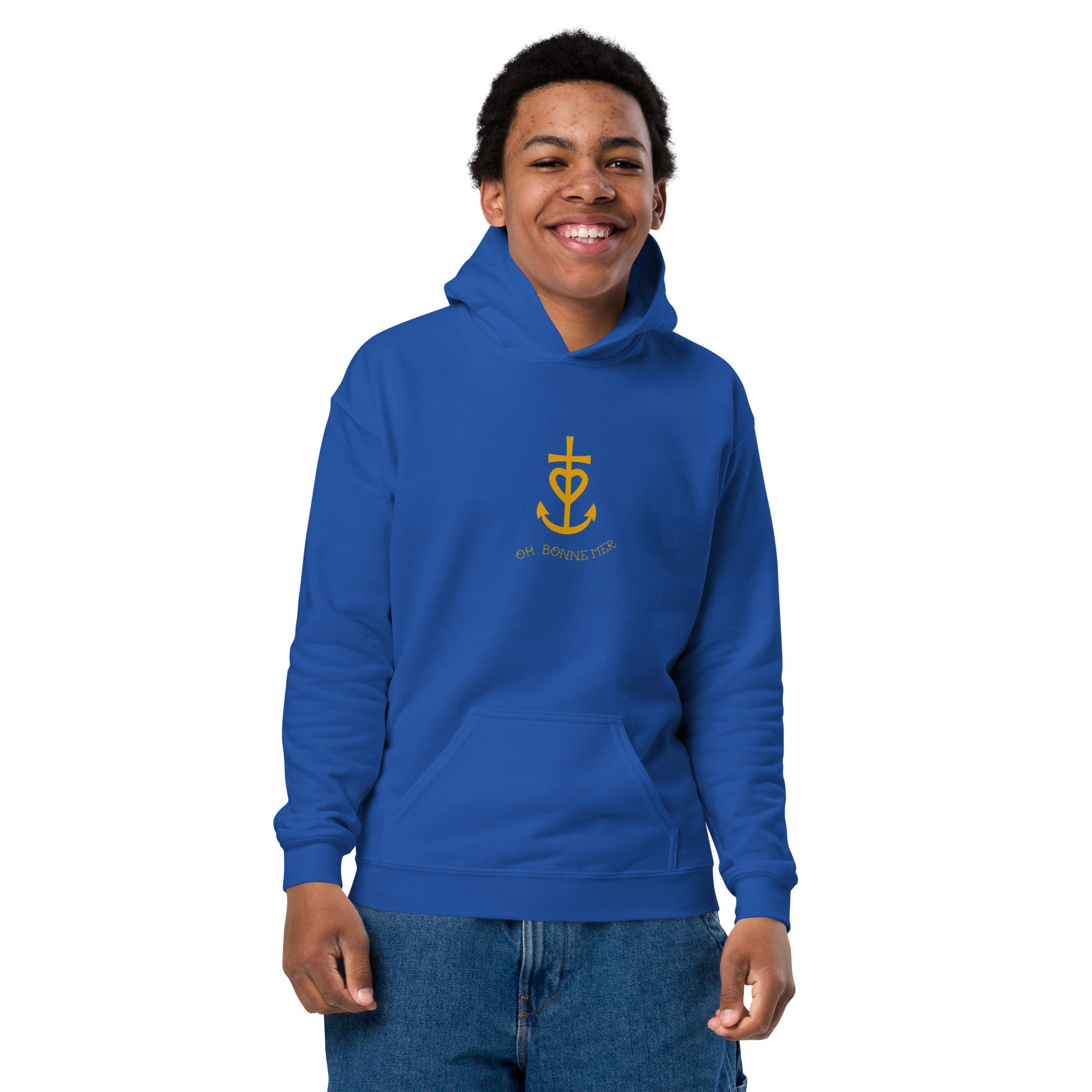 Sweat à capuche épais pour enfants Croix de Camargue dorée
