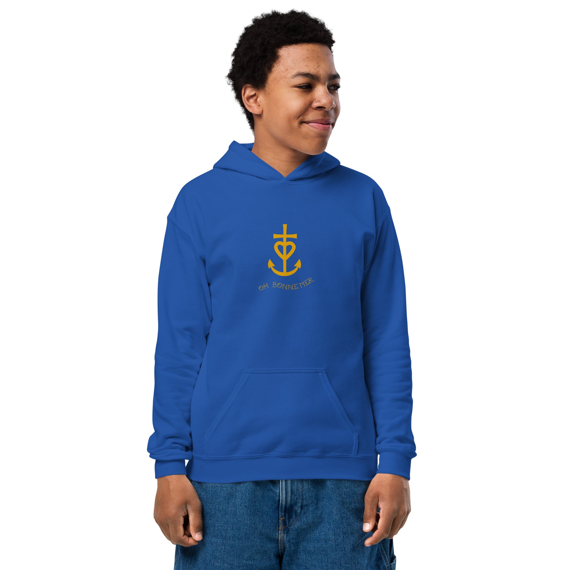 Sweat à capuche épais pour enfants Croix de Camargue dorée