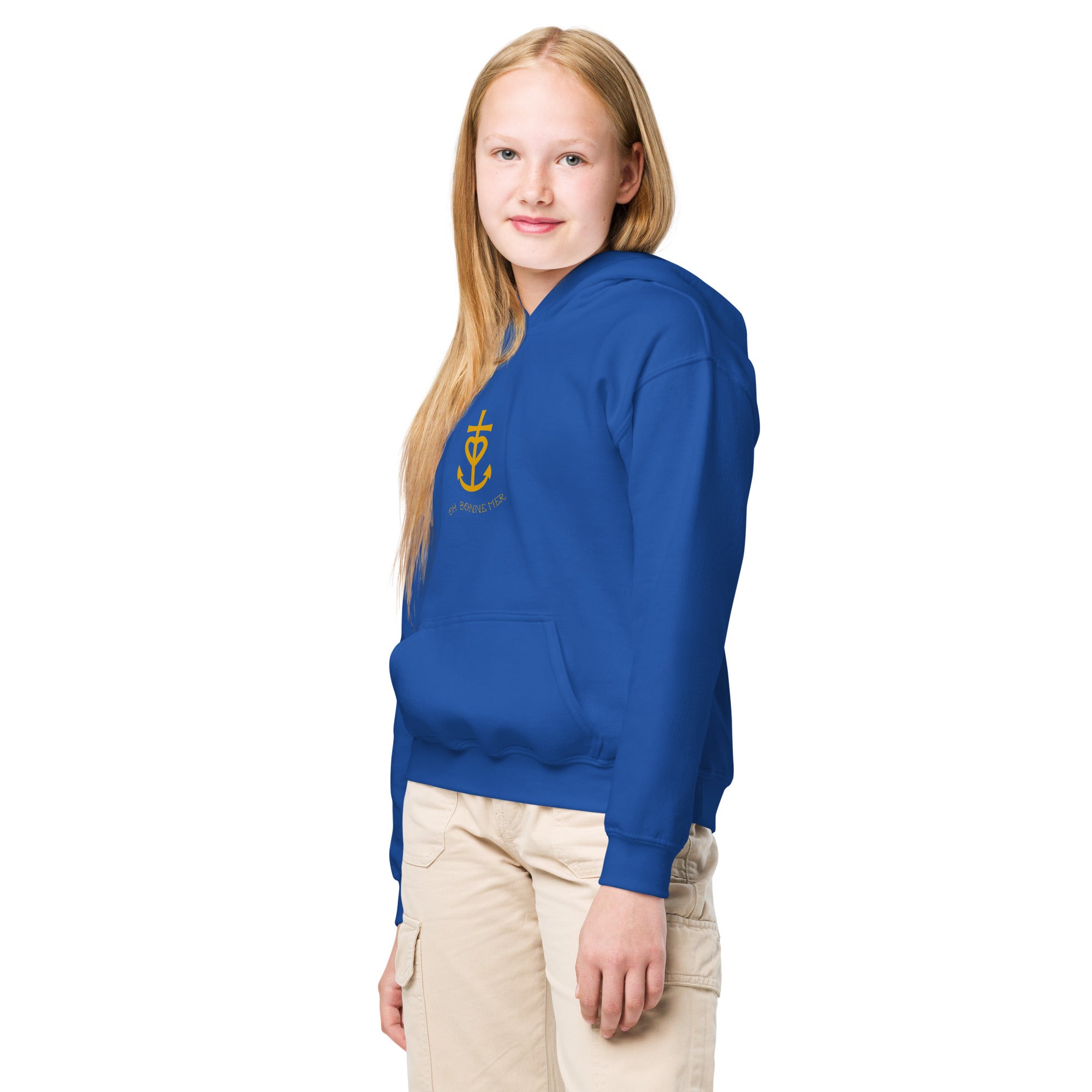 Sweat à capuche épais pour enfants Croix de Camargue dorée