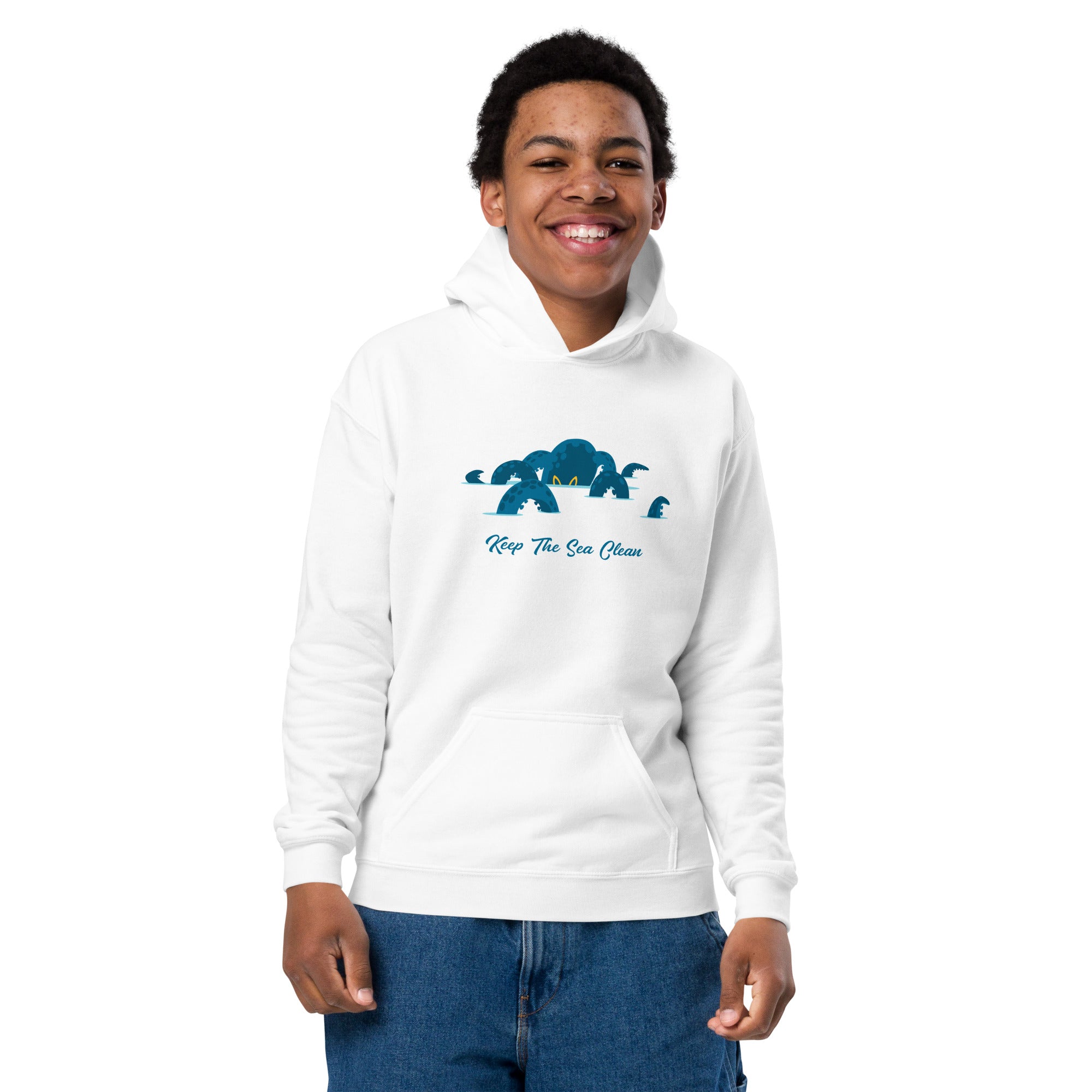 Sweat à capuche épais pour enfants Octopus Blue