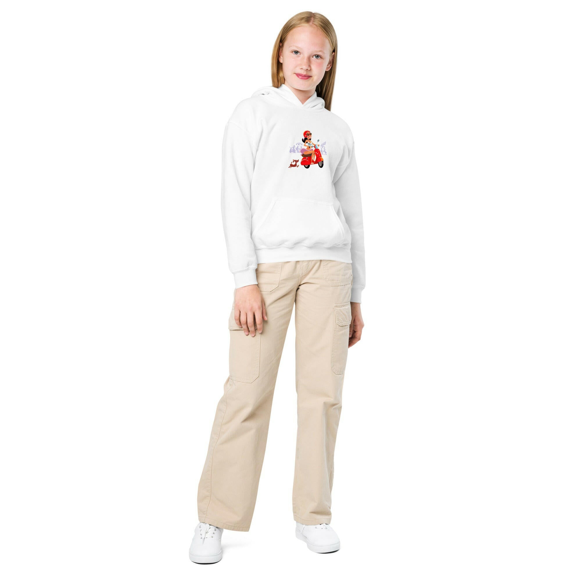 Youth heavy blend hoodie Vespa Girl in St Tropez