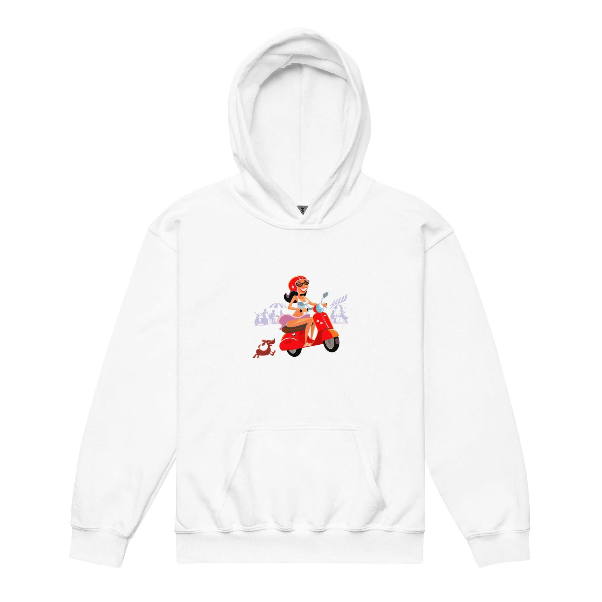 Youth heavy blend hoodie Vespa Girl in St Tropez