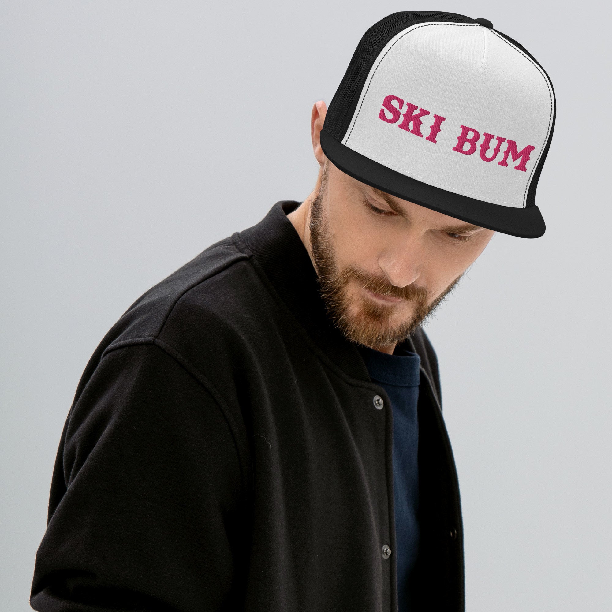 Casquette Trucker bicolore à visière plate Ski Bum Flamingo