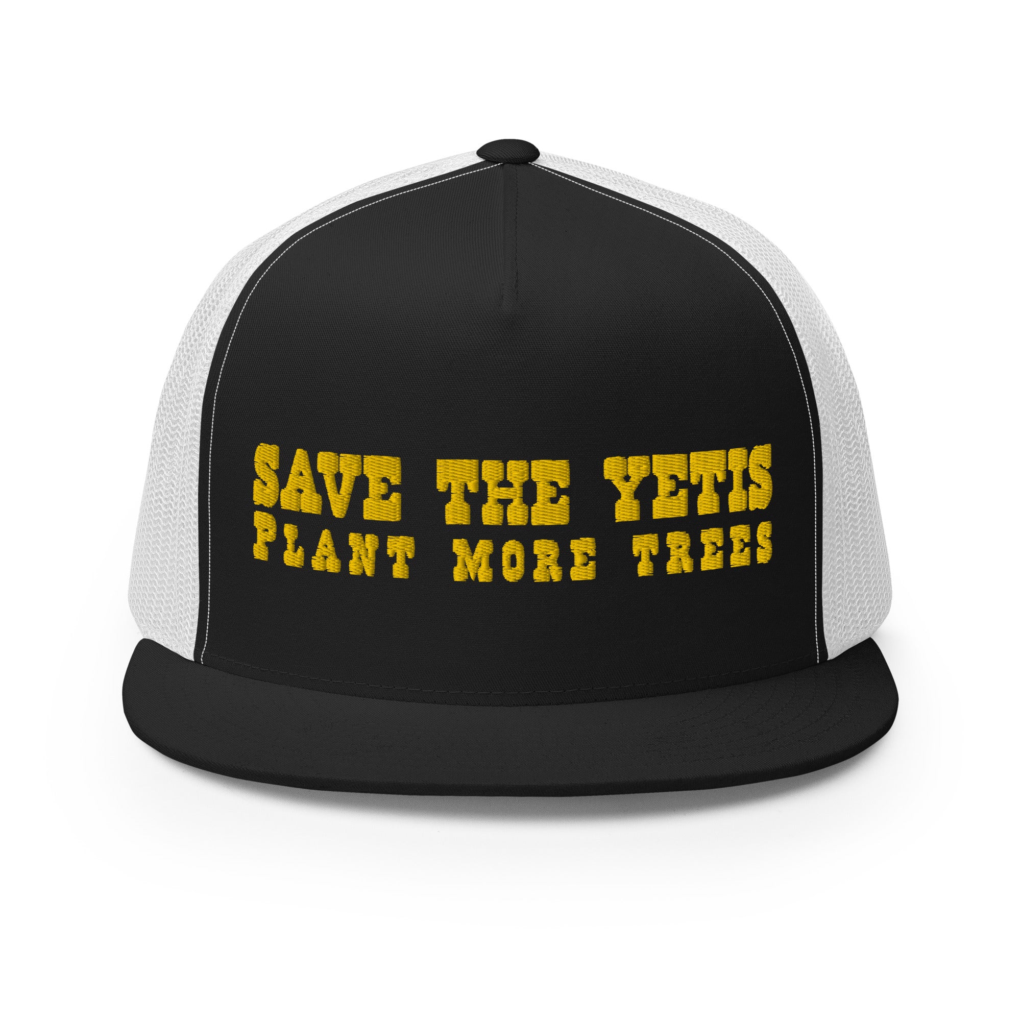 Casquette Trucker bicolore à visière plate Save the Yetis, Plant more Trees