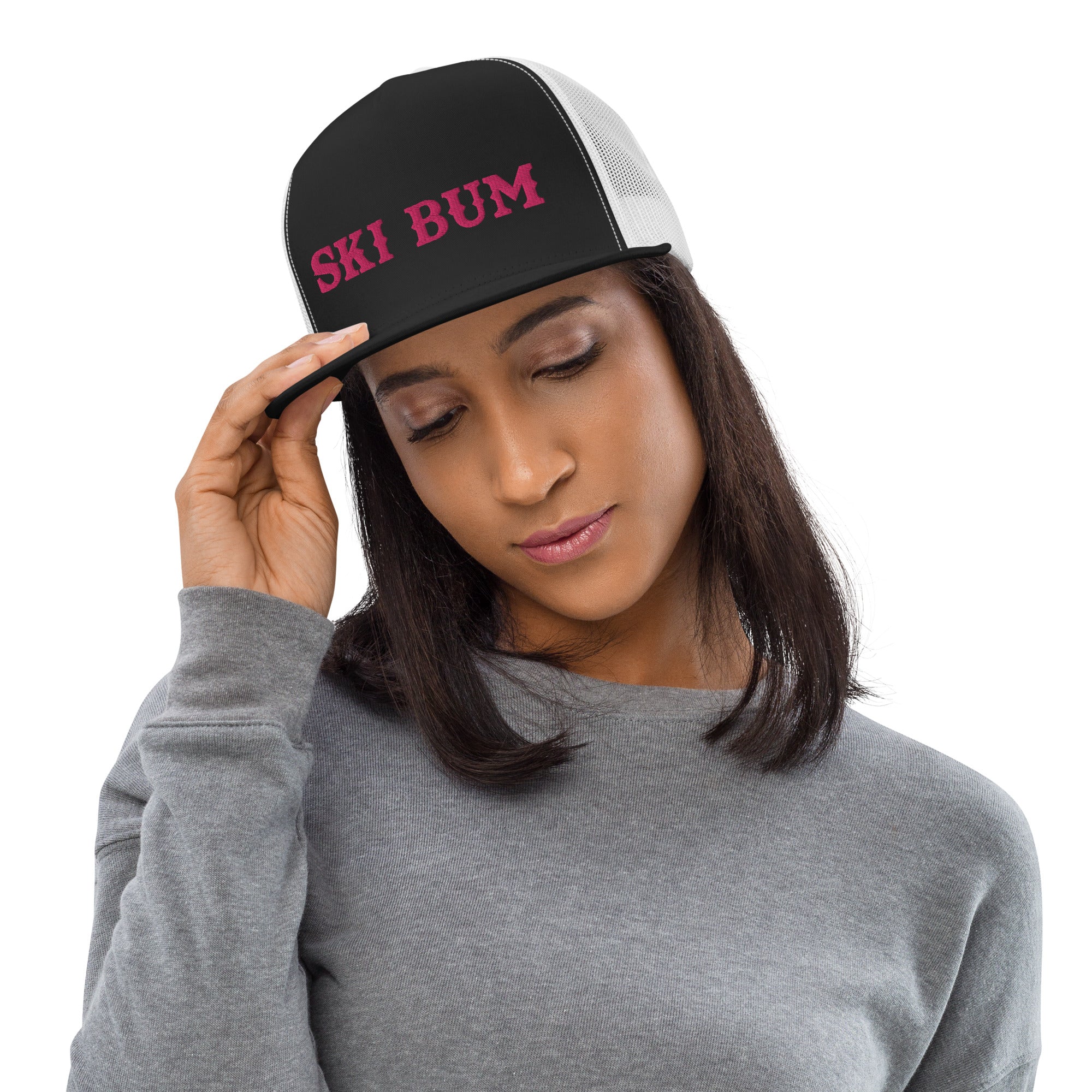 Casquette Trucker bicolore à visière plate Ski Bum Flamingo