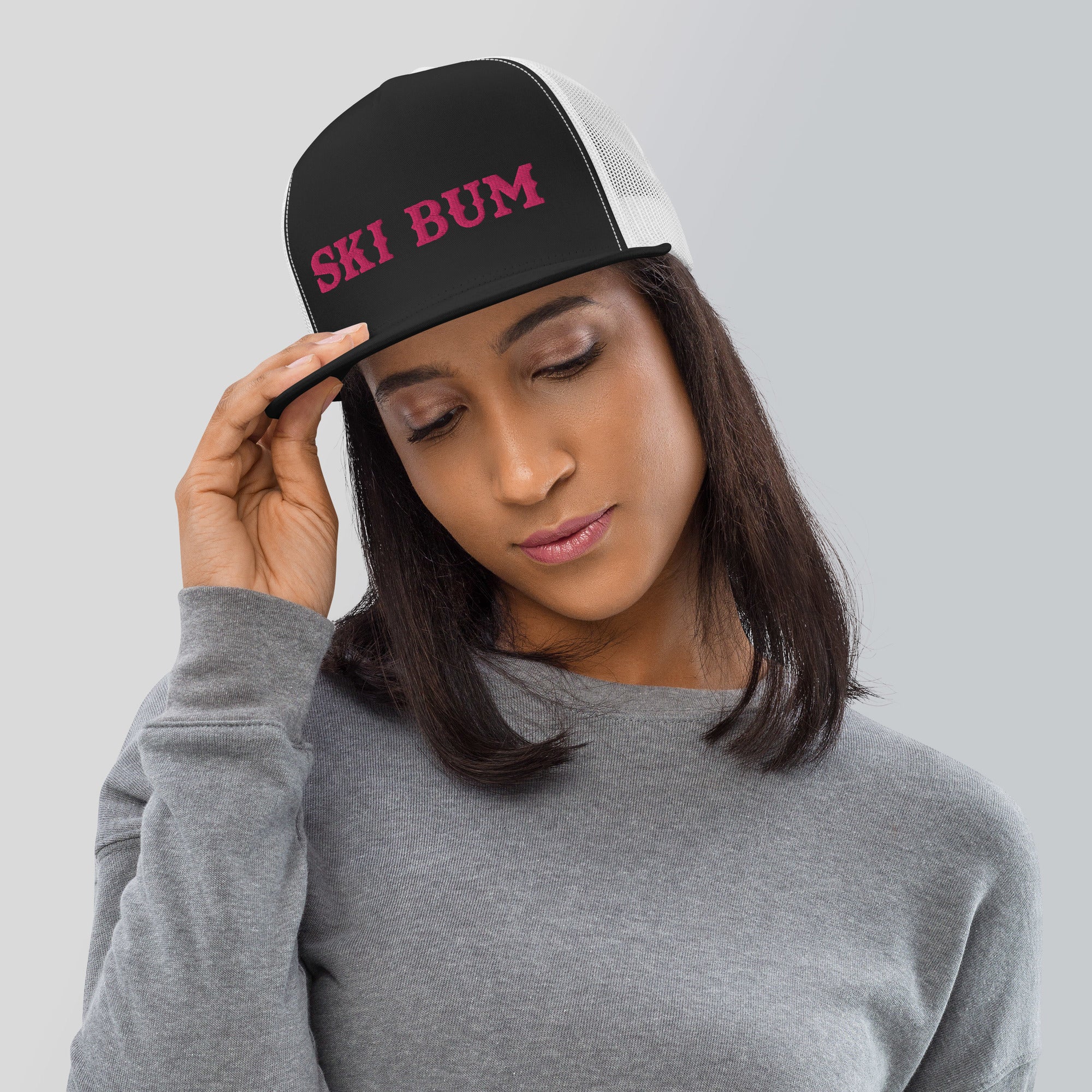 Casquette Trucker bicolore à visière plate Ski Bum Flamingo