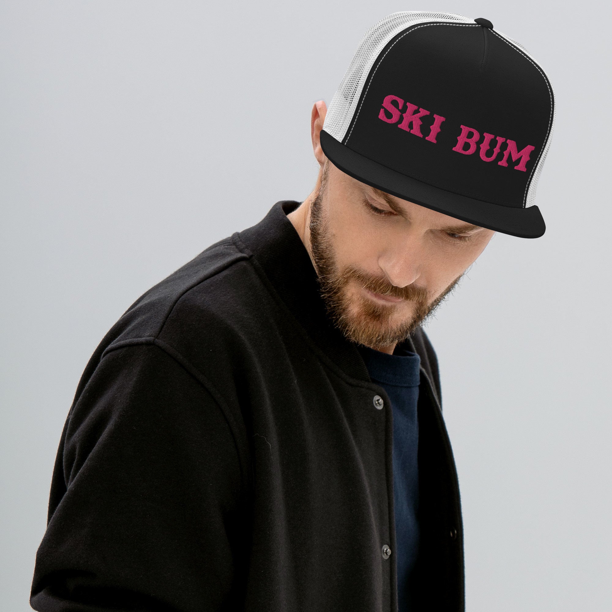 Casquette Trucker bicolore à visière plate Ski Bum Flamingo