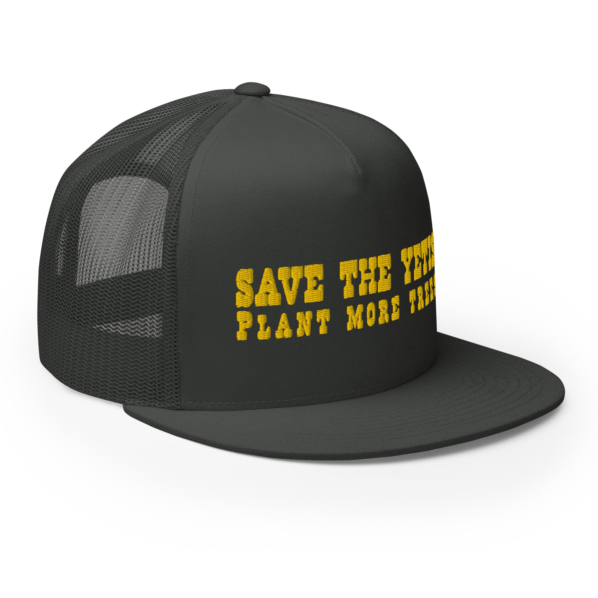 Casquette Trucker à visière plate Save the Yetis, Plant more Trees