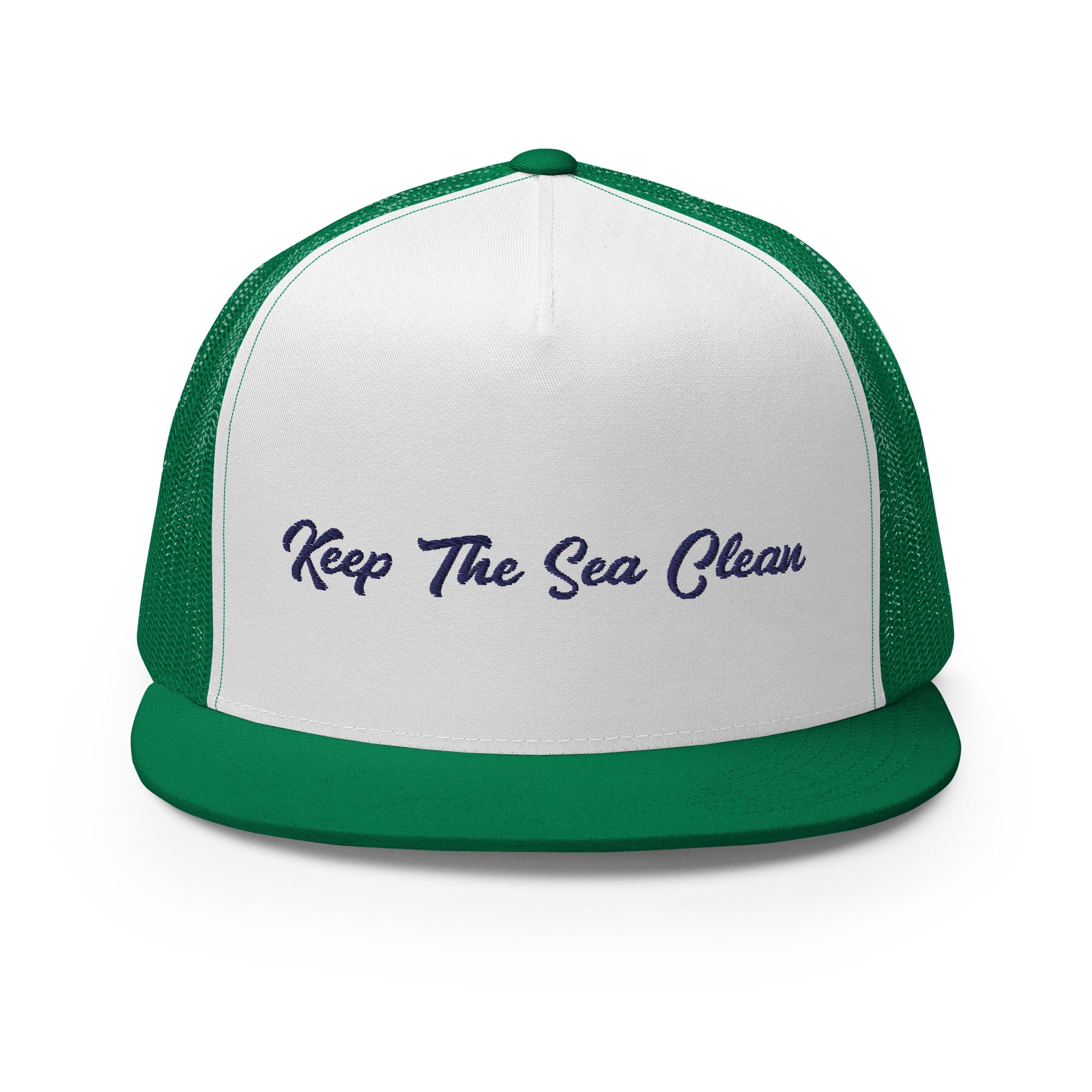 Casquette Trucker bicolore à visière plate Keep The Sea Clean Navy