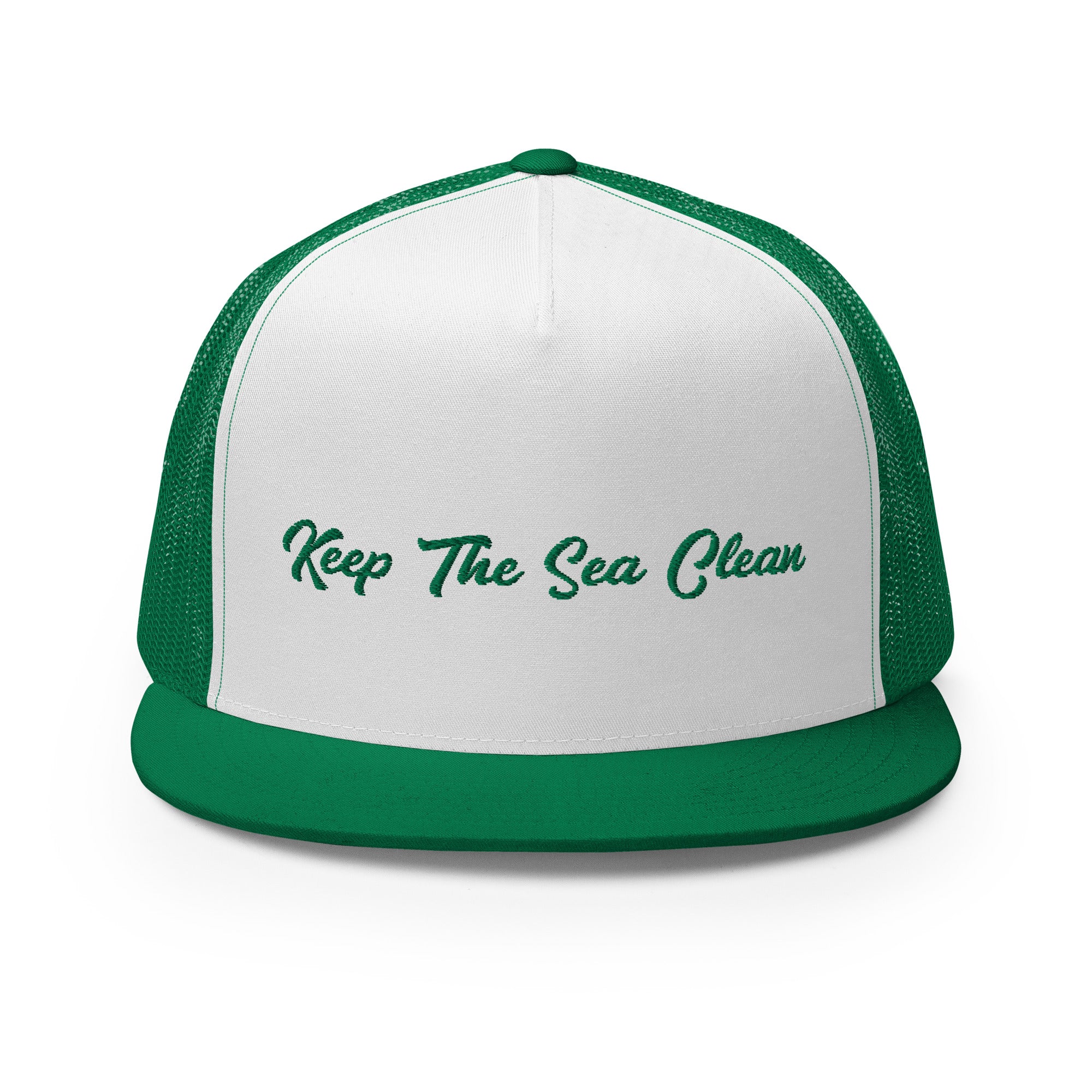 Two-Tone Trucker Cap Keep The Sea Clean Kelly Green