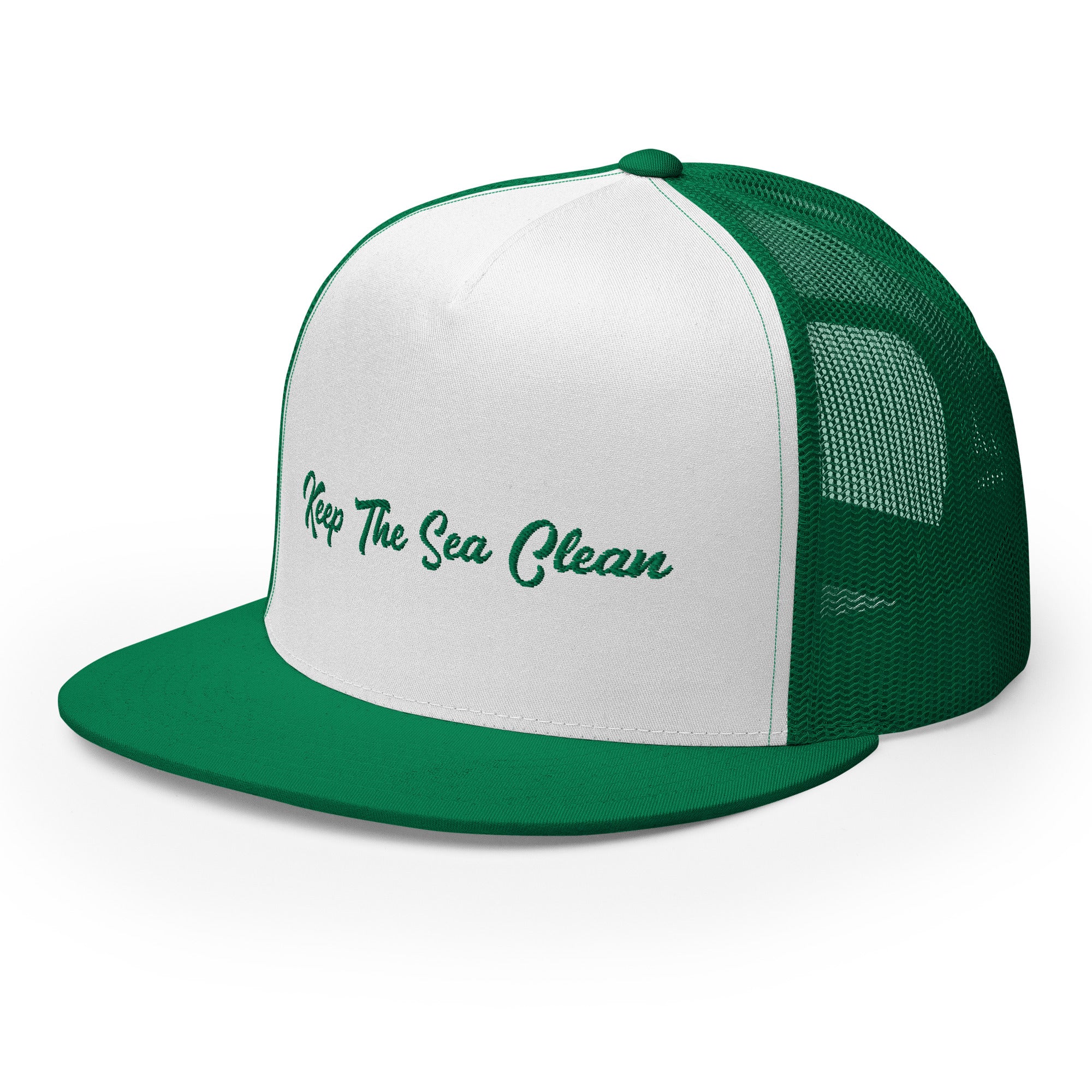 Two-Tone Trucker Cap Keep The Sea Clean Kelly Green