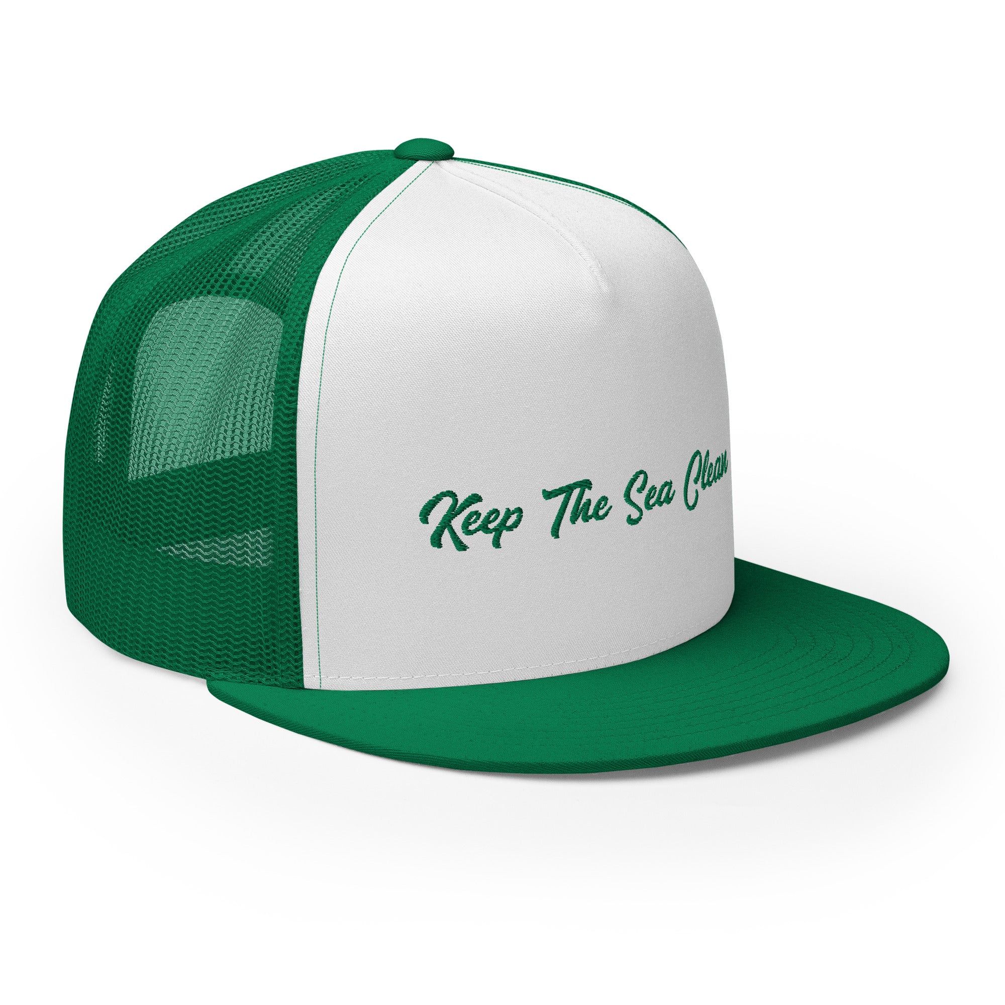 Two-Tone Trucker Cap Keep The Sea Clean Kelly Green