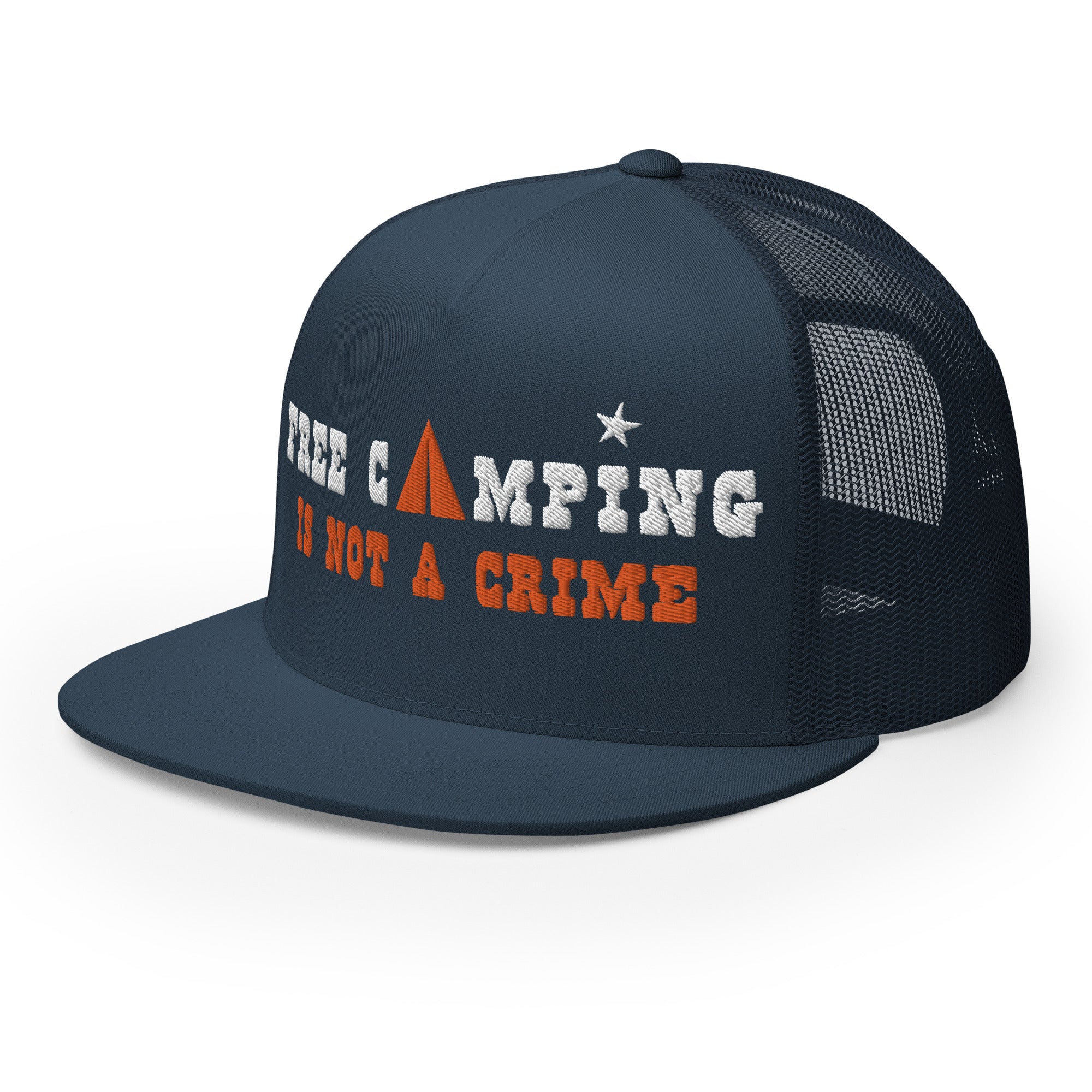 Trucker Cap Free camping is not a crime white/orange