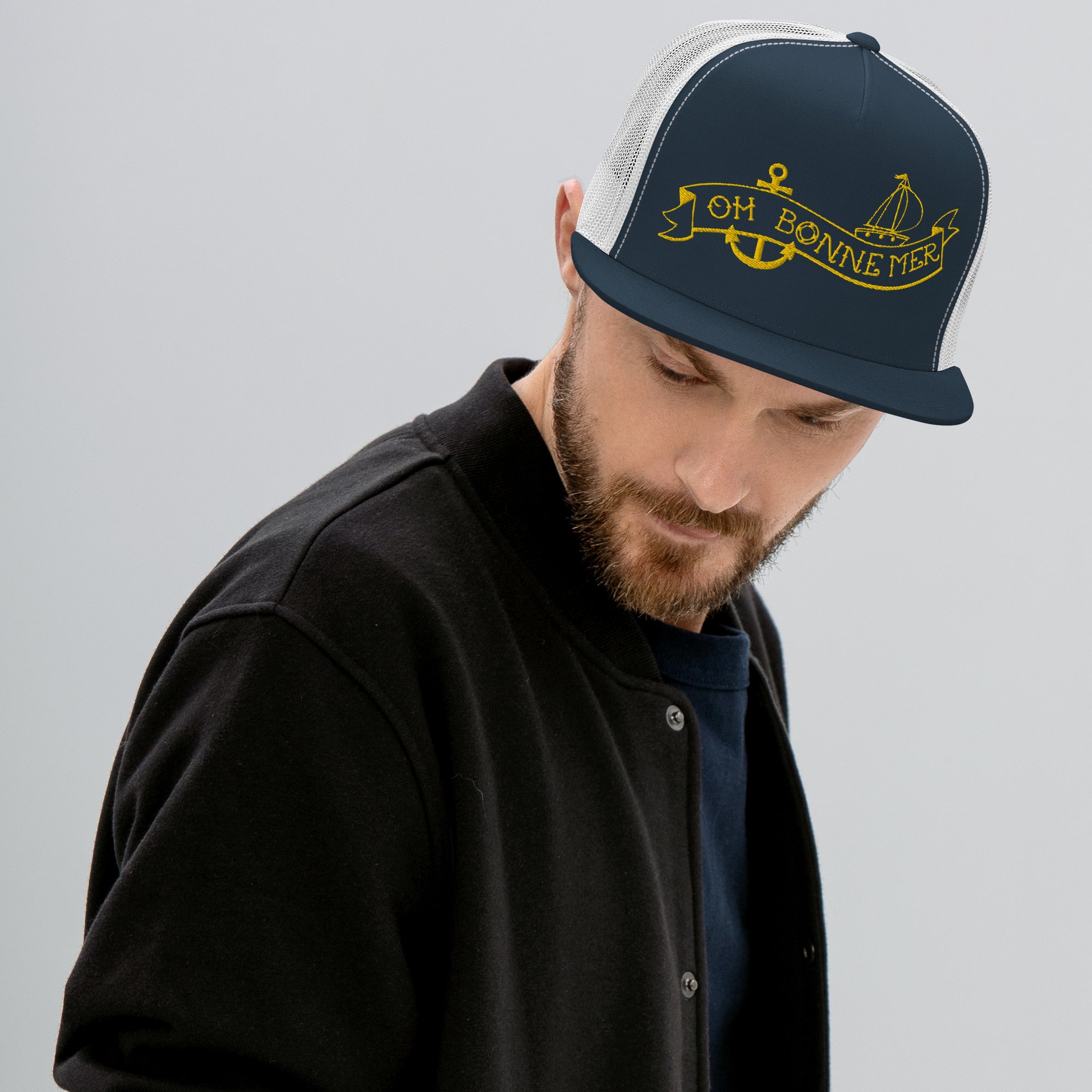 Two-Tone Trucker Cap Oh Bonne Mer Tattoo Gold