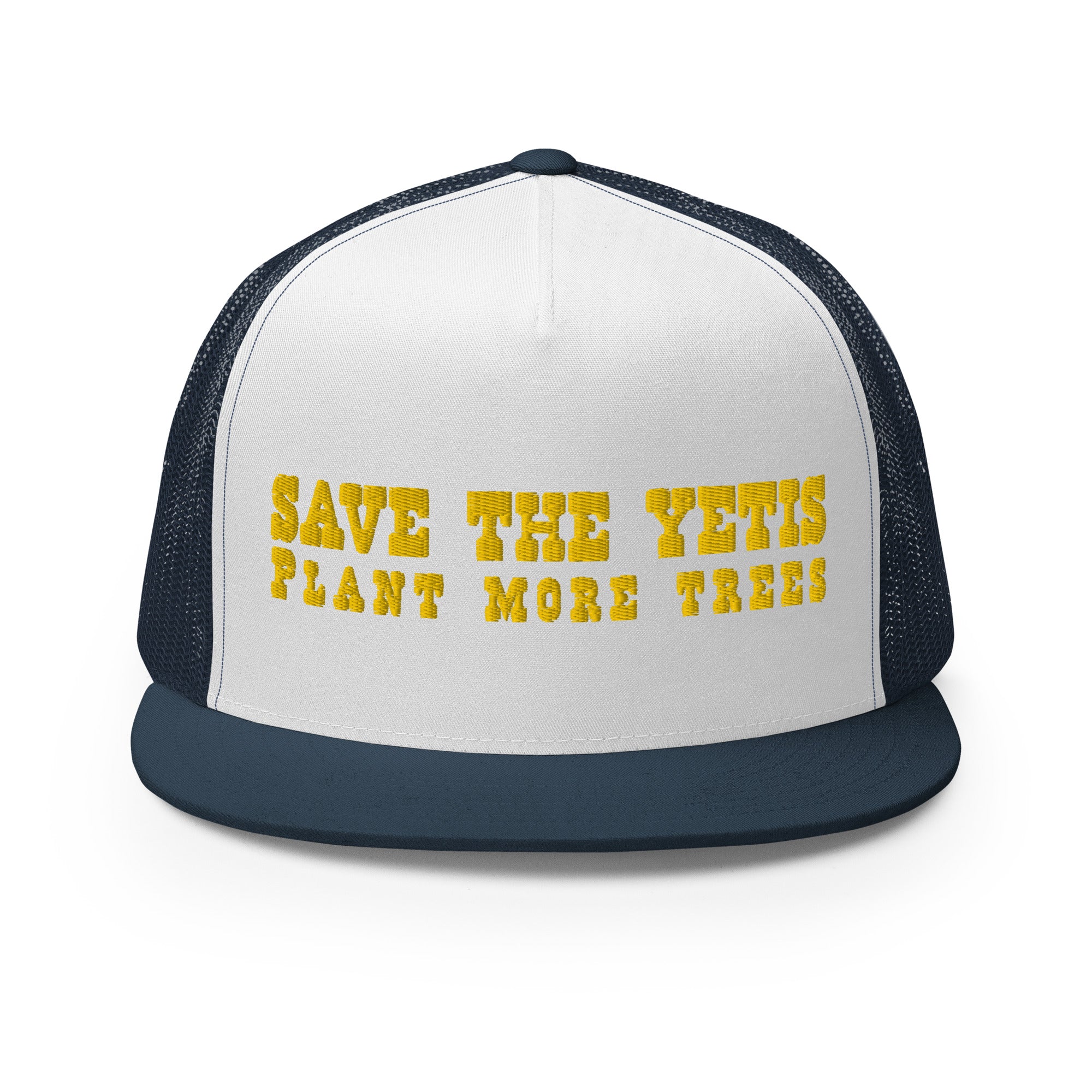 Casquette Trucker bicolore à visière plate Save the Yetis, Plant more Trees