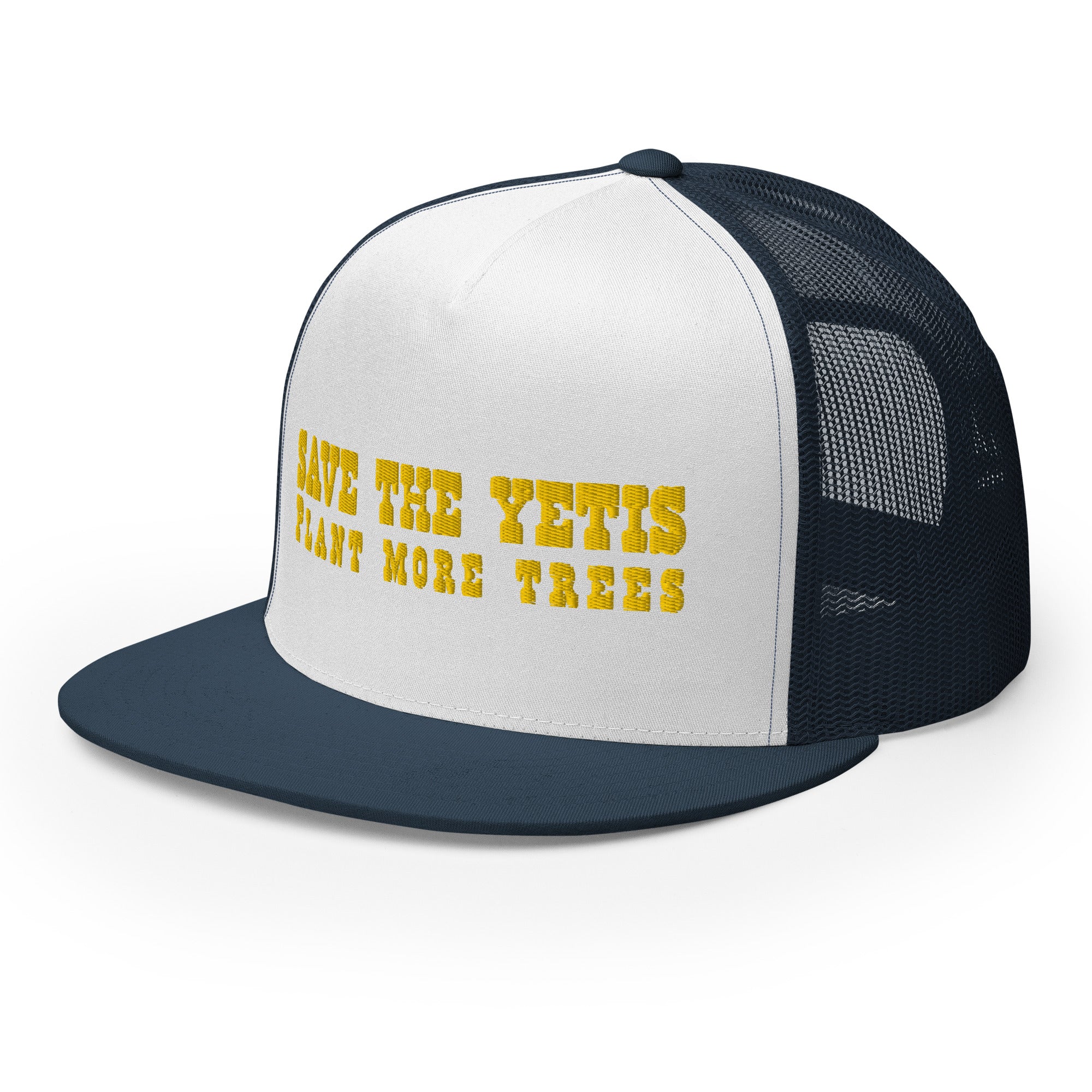 Two-Tone Trucker Cap Save the Yetis, Plant more Trees