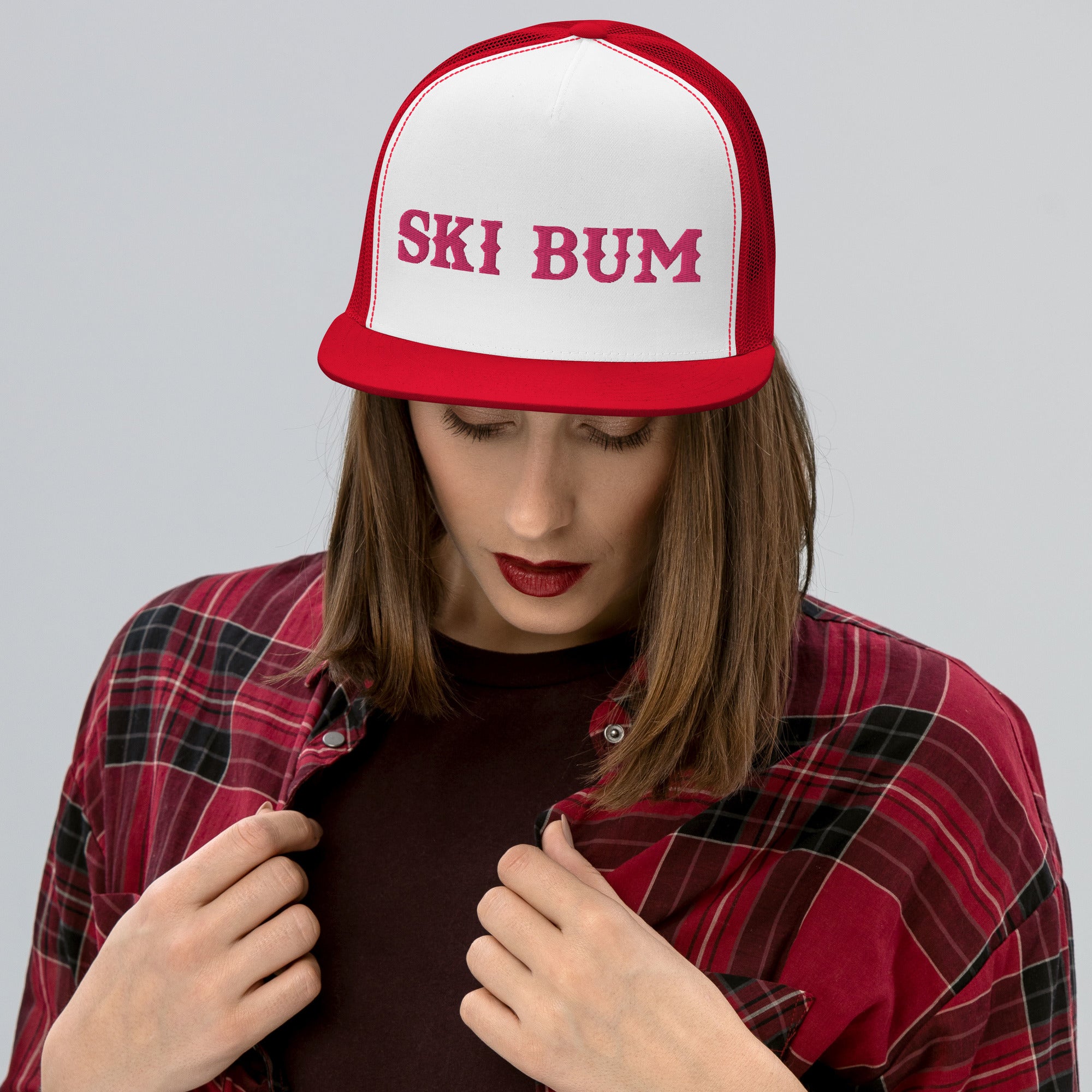 Casquette Trucker bicolore à visière plate Ski Bum Flamingo