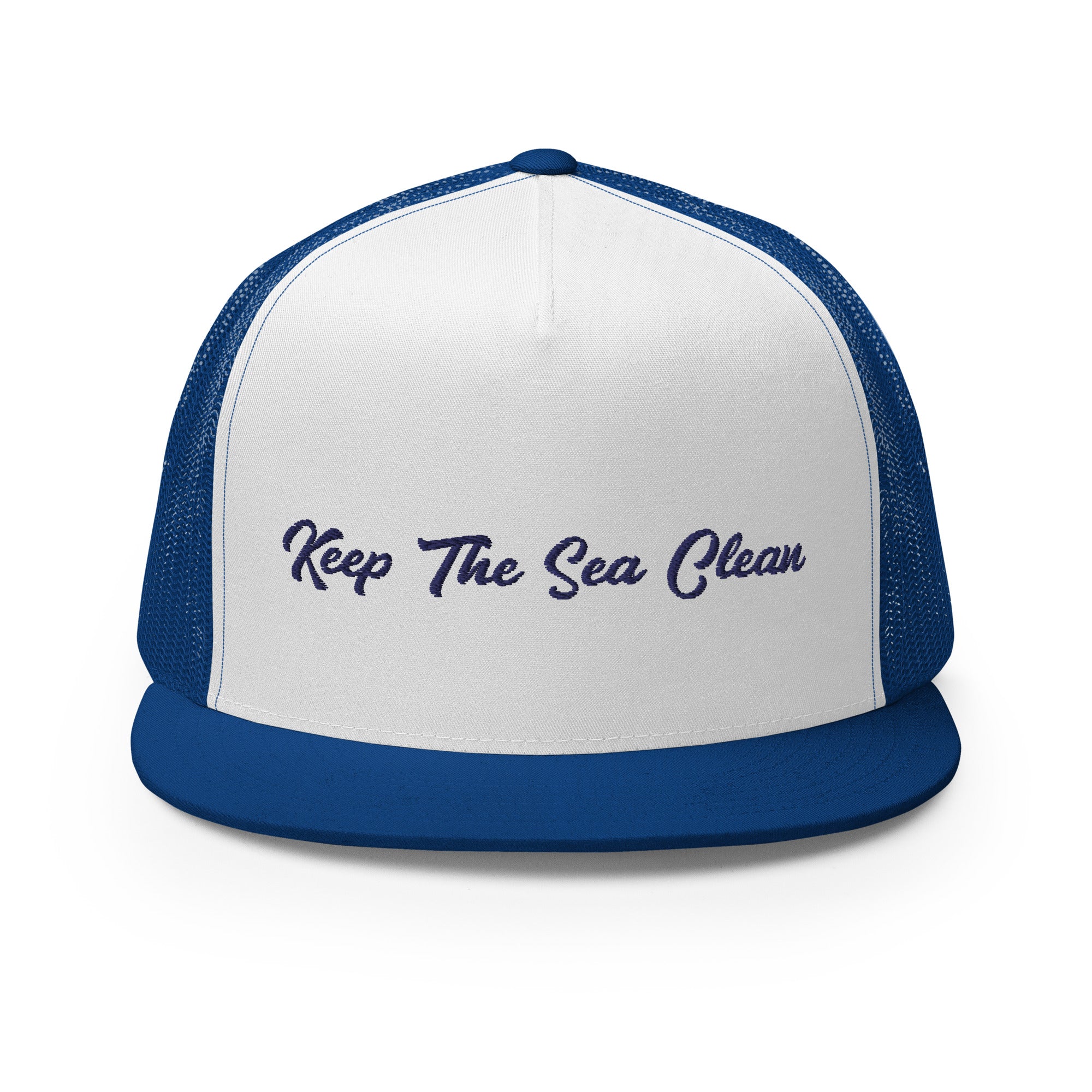 Casquette Trucker bicolore à visière plate Keep The Sea Clean Navy