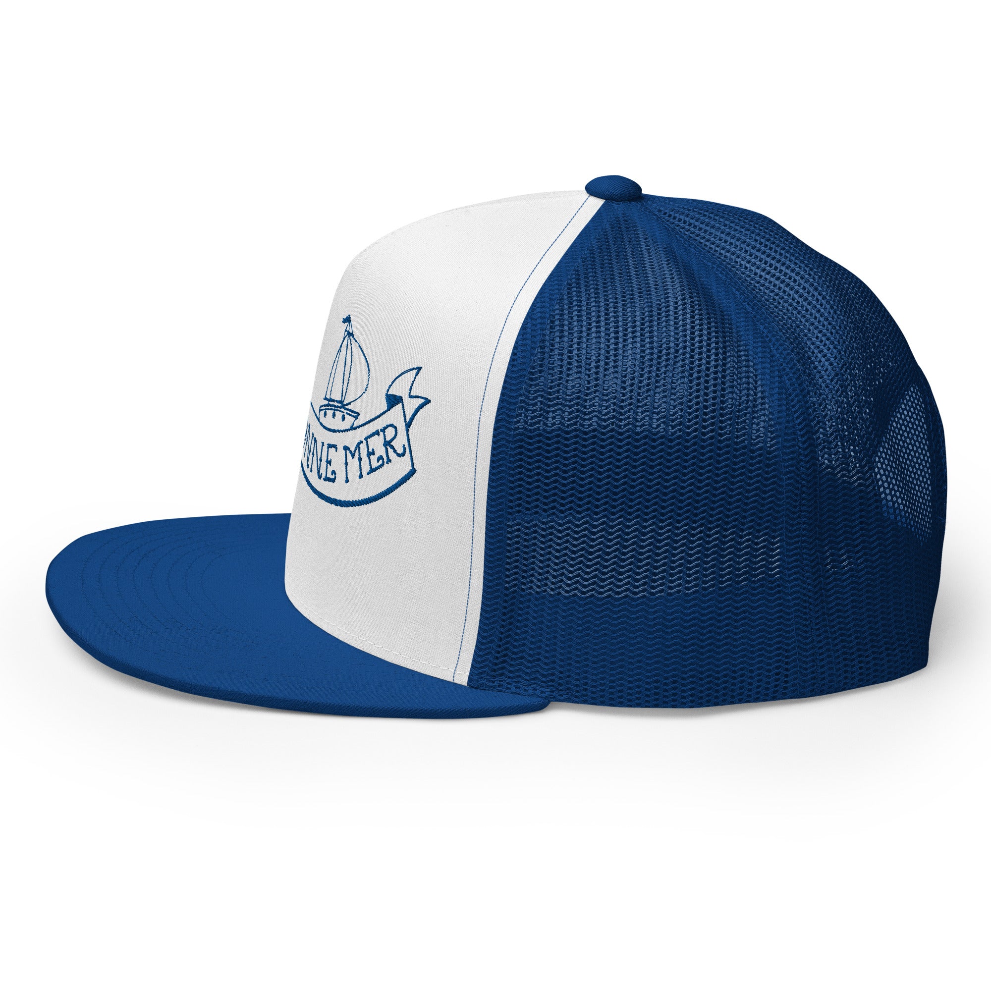 Two-Tone Trucker Cap Oh Bonne Mer Tattoo Royal Blue