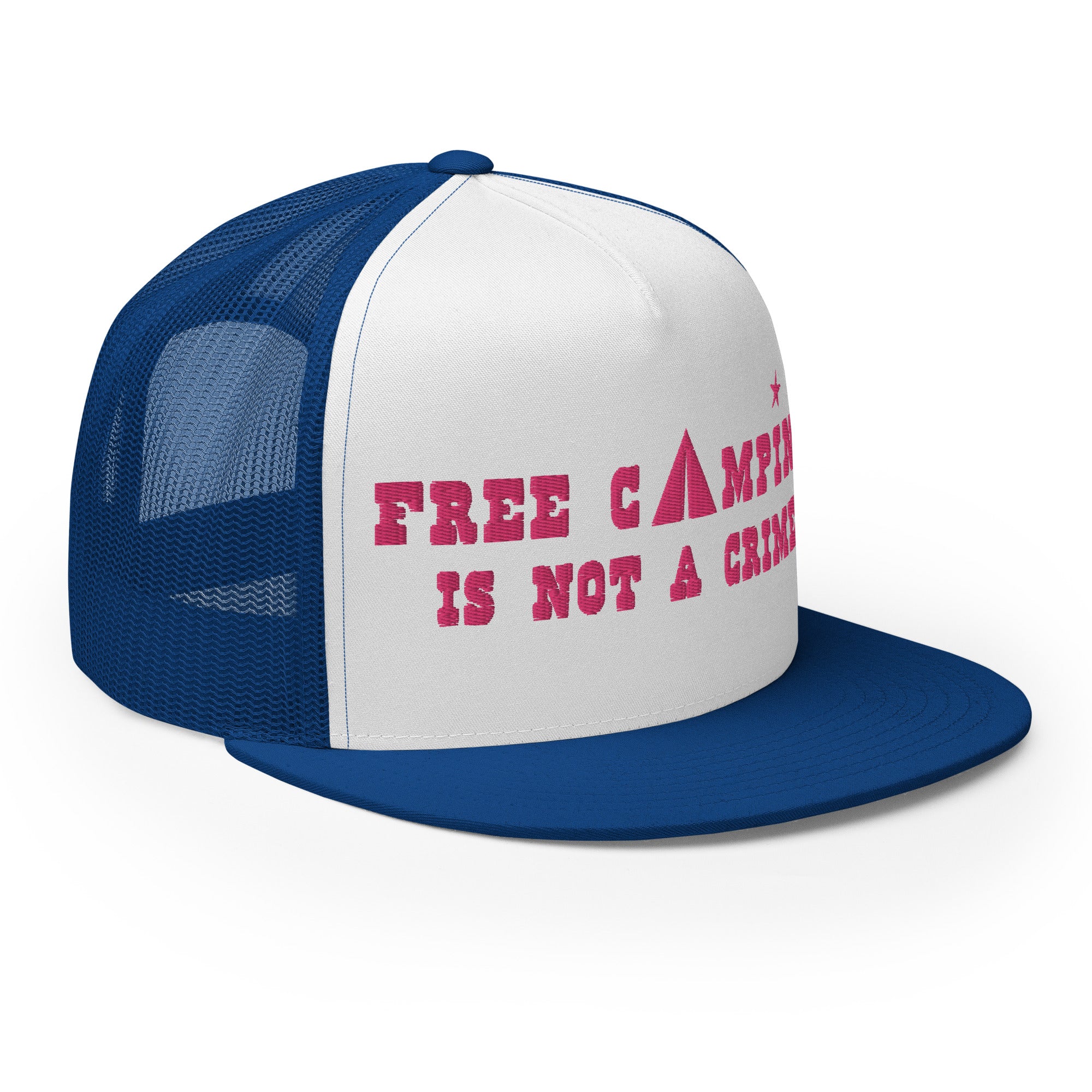 Trucker Cap Free camping is not a crime Flamingo