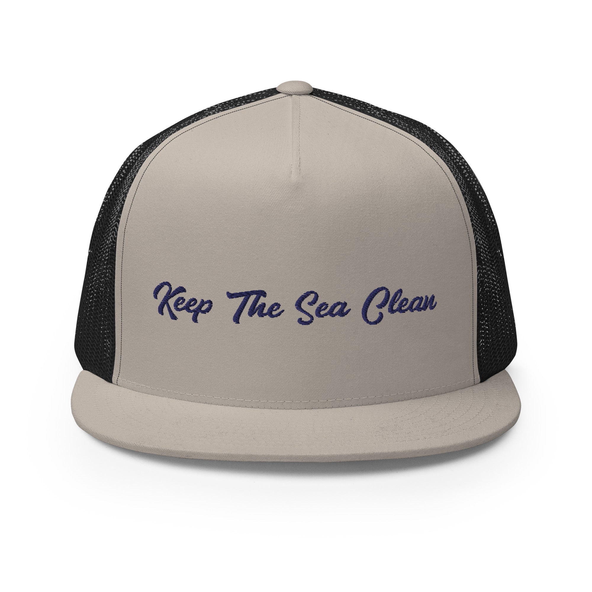 Casquette Trucker bicolore à visière plate Keep The Sea Clean Navy