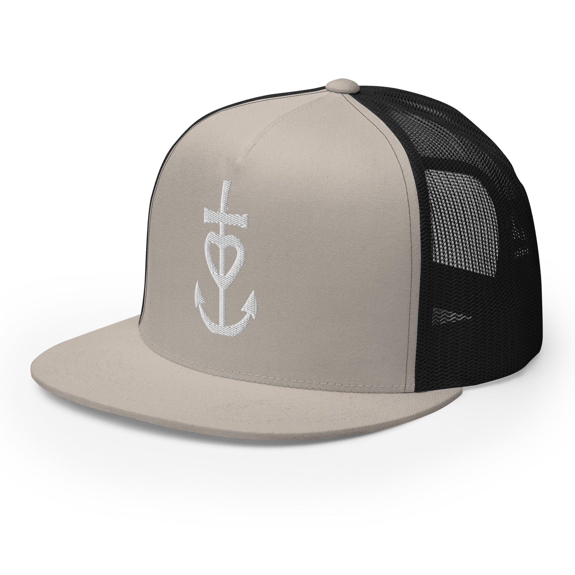 Two-Tone Trucker Cap Large Croix de Camargue White